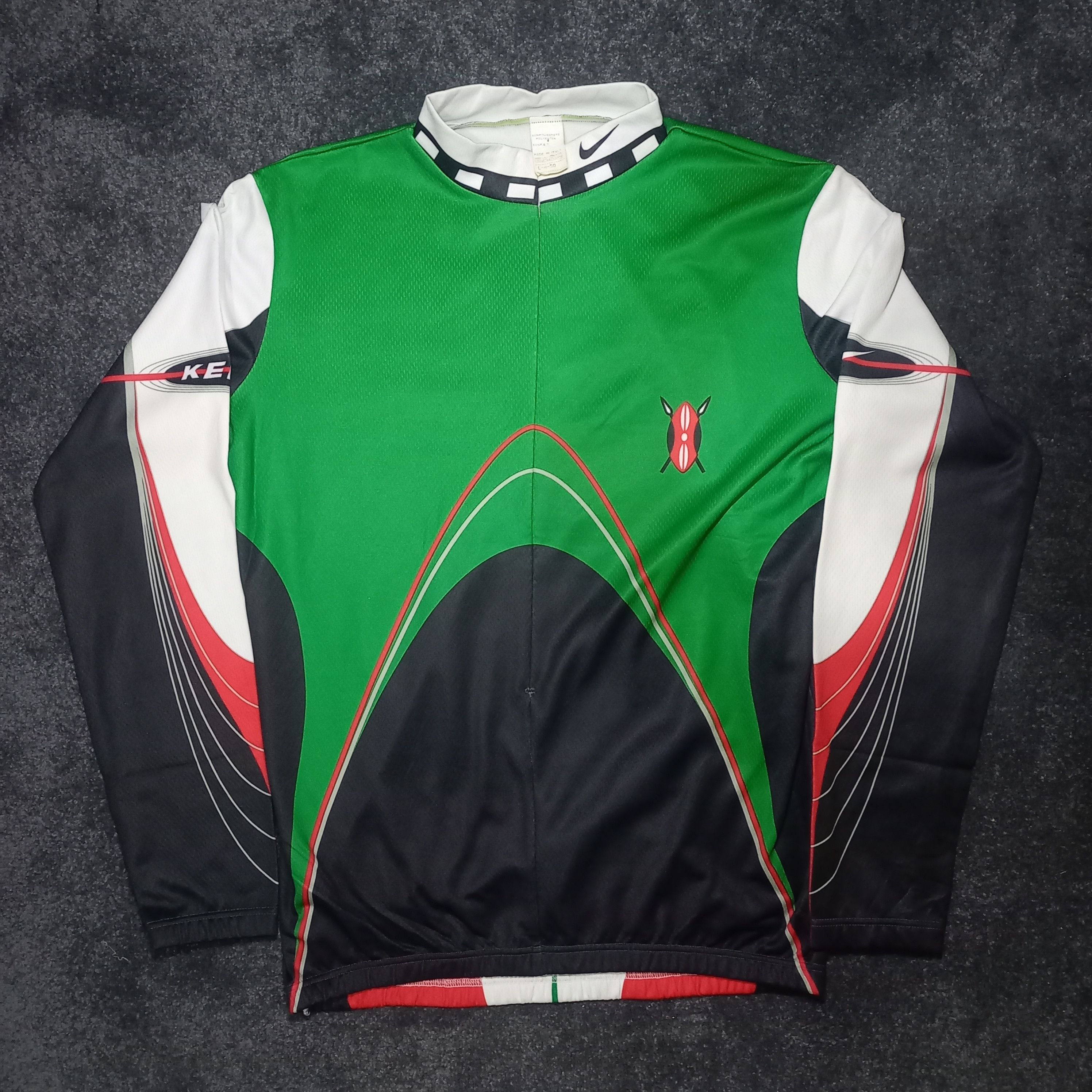 Image of Vintage Nike Jersey Kenya Bootleg Long Sleeve in Black Green, Men's (Size Large)