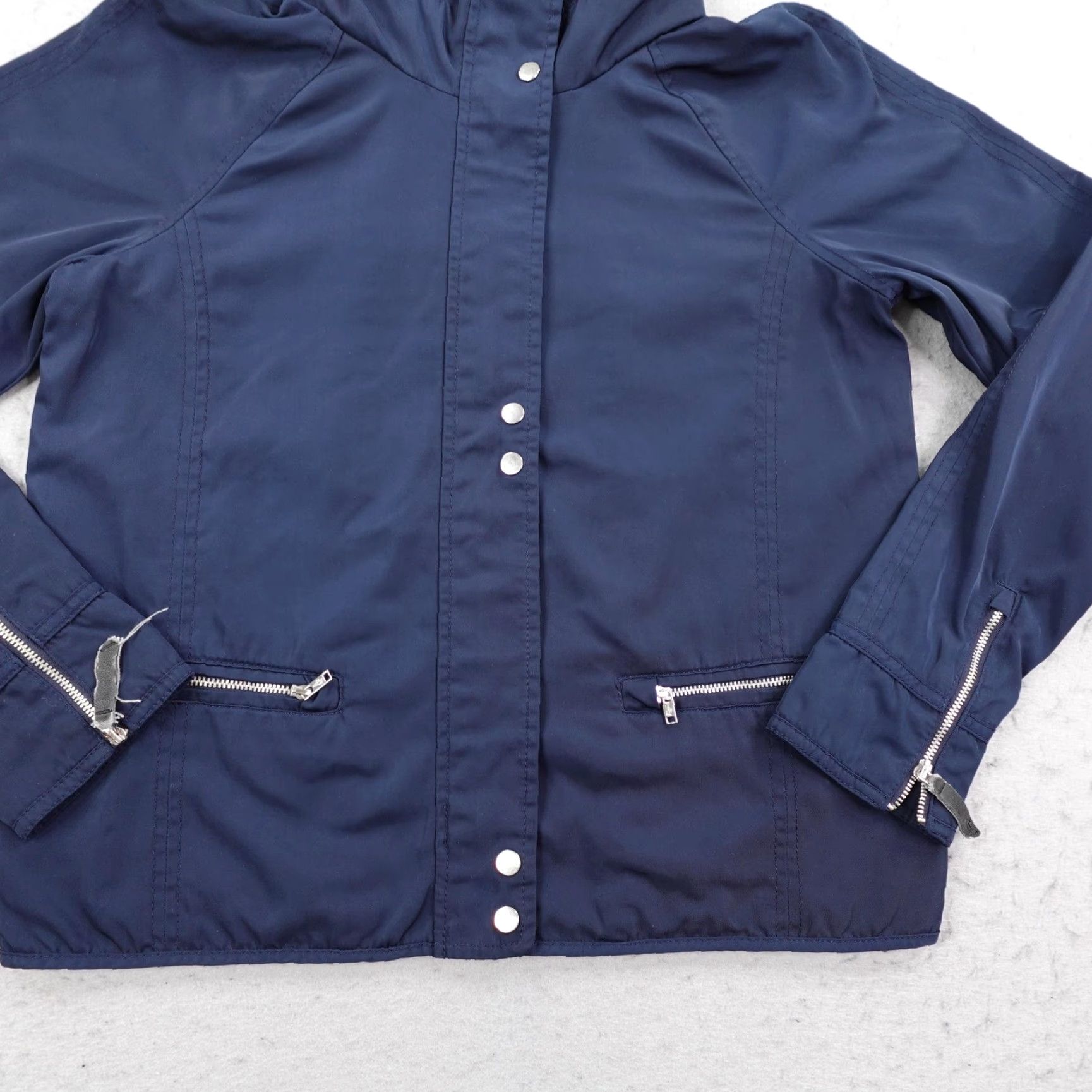 Abercrombie & Fitch Abercrombie & Fitch Jacket Womens Small Blue Water Wind Resistant Hooded Coat Size S / US 4 / IT 40 - 3 Thumbnail