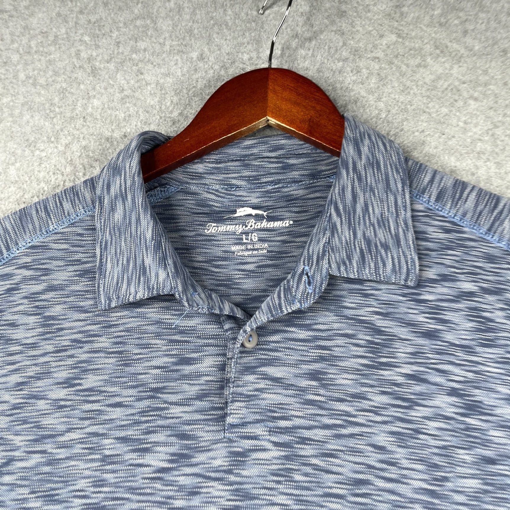 Tommy Bahama Tommy Bahama Polo Shirt Mens Large Navy Blue Heather Performance Stretch Knit Short Sleeve Regular Fit Solid - Golf Dress Shirt Size US L / EU 52-54 / 3 - 2 Thumbnail