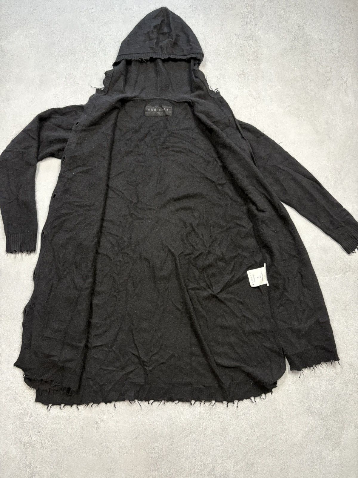 Rundholz Rundholz Dip Black Hooded Wool Blend Distressed Cardigan Size S / US 4 / IT 40 - 13 Thumbnail