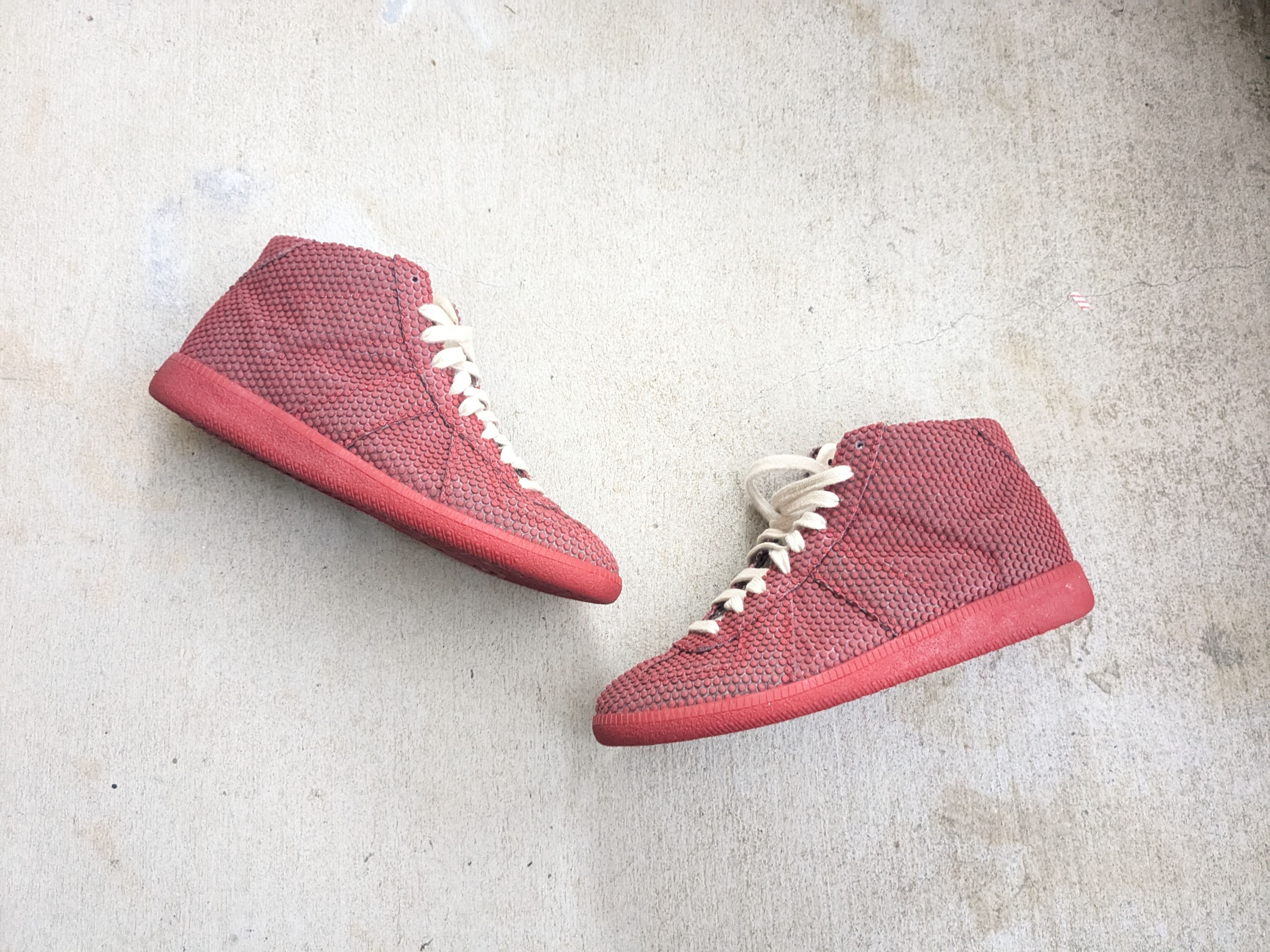 Maison Margiela Gat High Tops Red 6 39 Rubber Leather Shoes, Men's