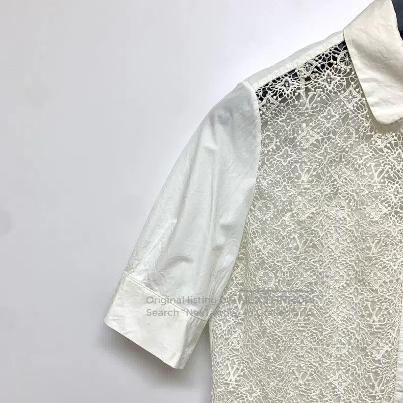 Louis Vuitton Louis Vuitton White Lace Short Sleeve Shirt Size XS / US 0-2 / IT 36-38 - 7 Thumbnail