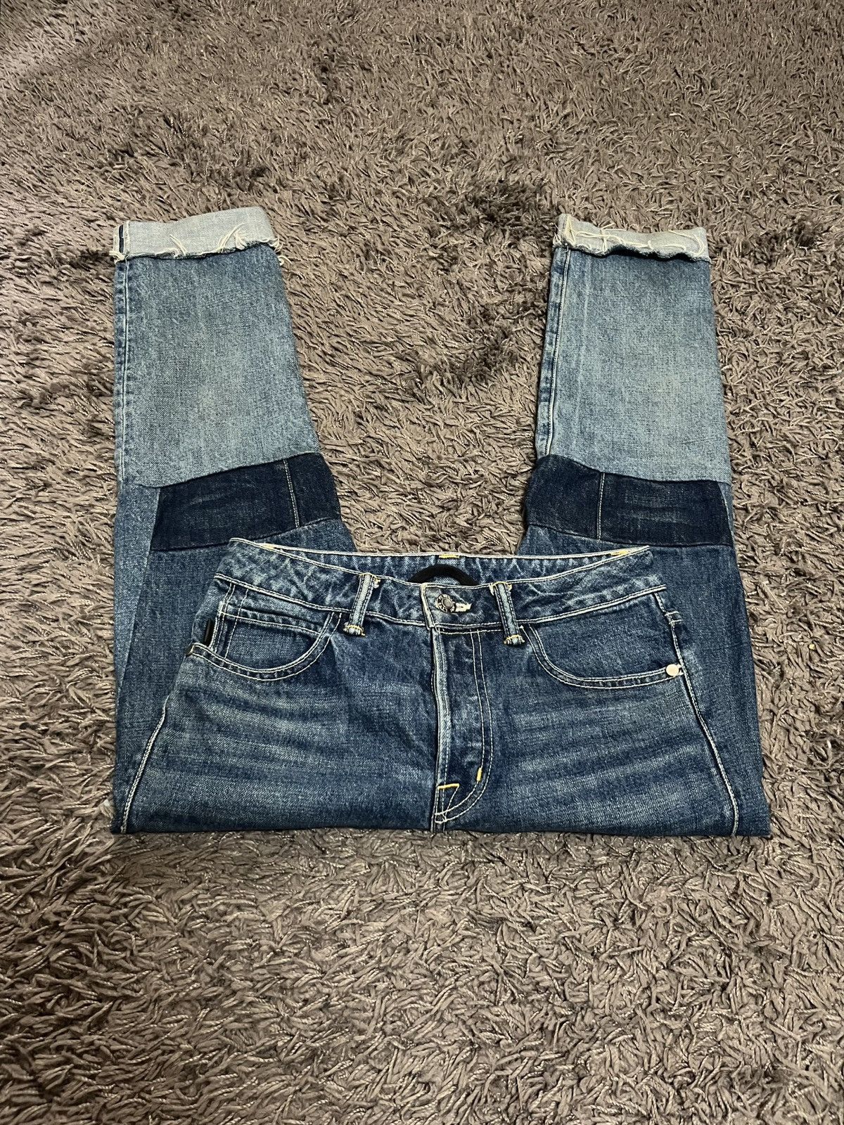 Helmut Lang 2000s high rise crop slim vintage blue patchwork #I3 Size US 26 / EU 42 - 8 Thumbnail