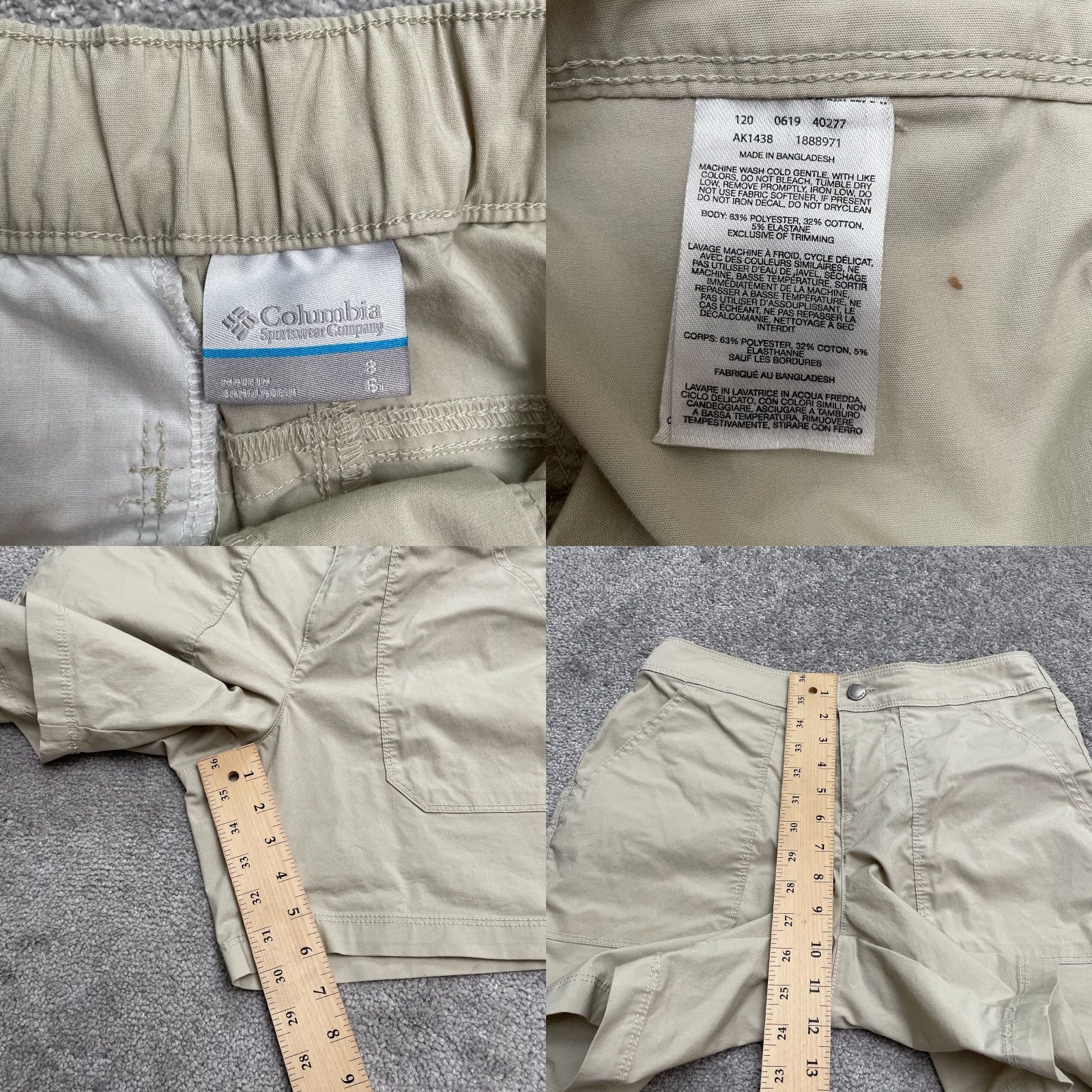 Vintage Columbia Bermuda Shorts Womens 8 Beige Pockets Elastic Waist Casual Outdoor 30x6 Size 30" / US 8 / IT 44 - 8 Thumbnail