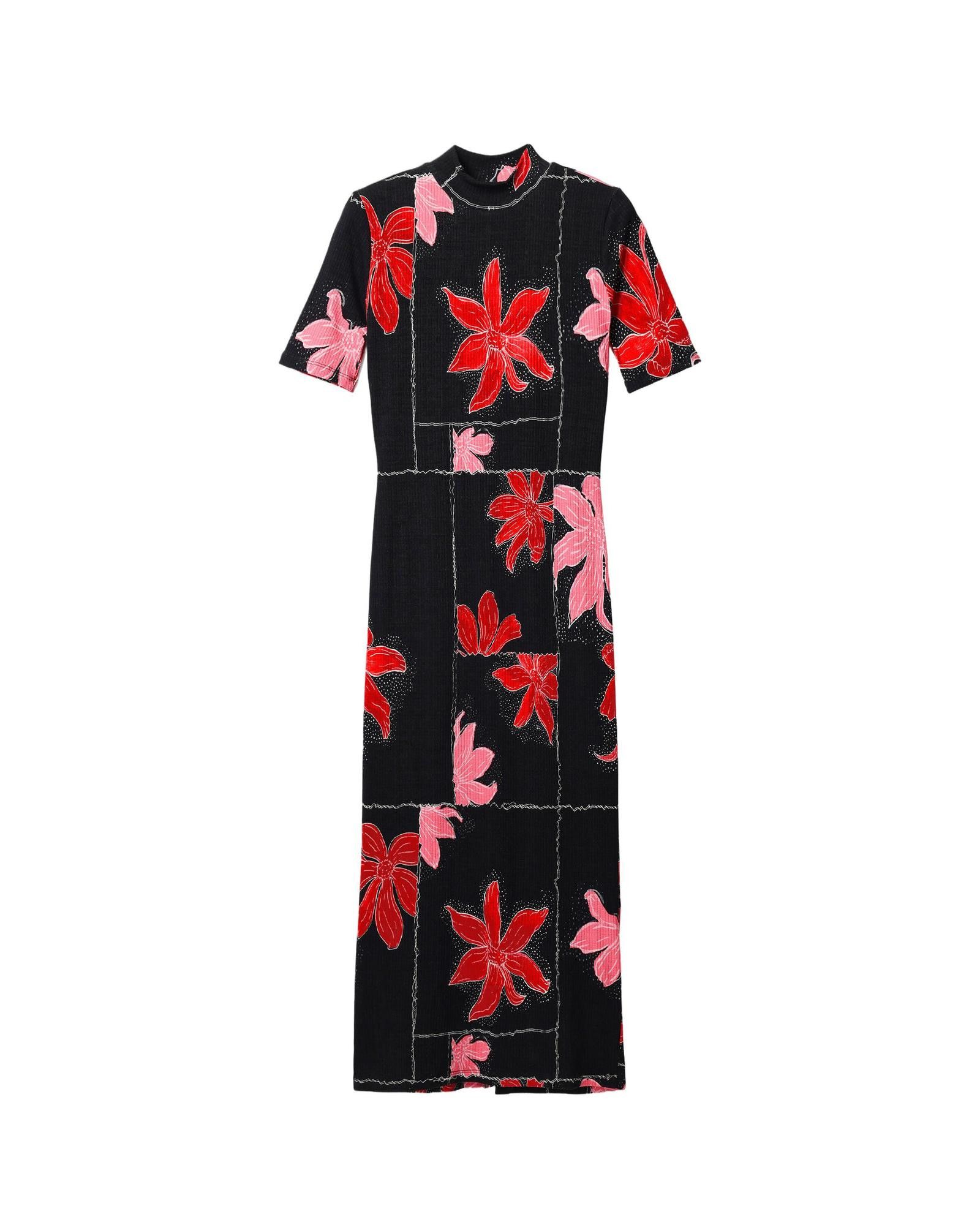 image of Desigual Floral Turtleneck Dress in Red, Women's (Size XL)