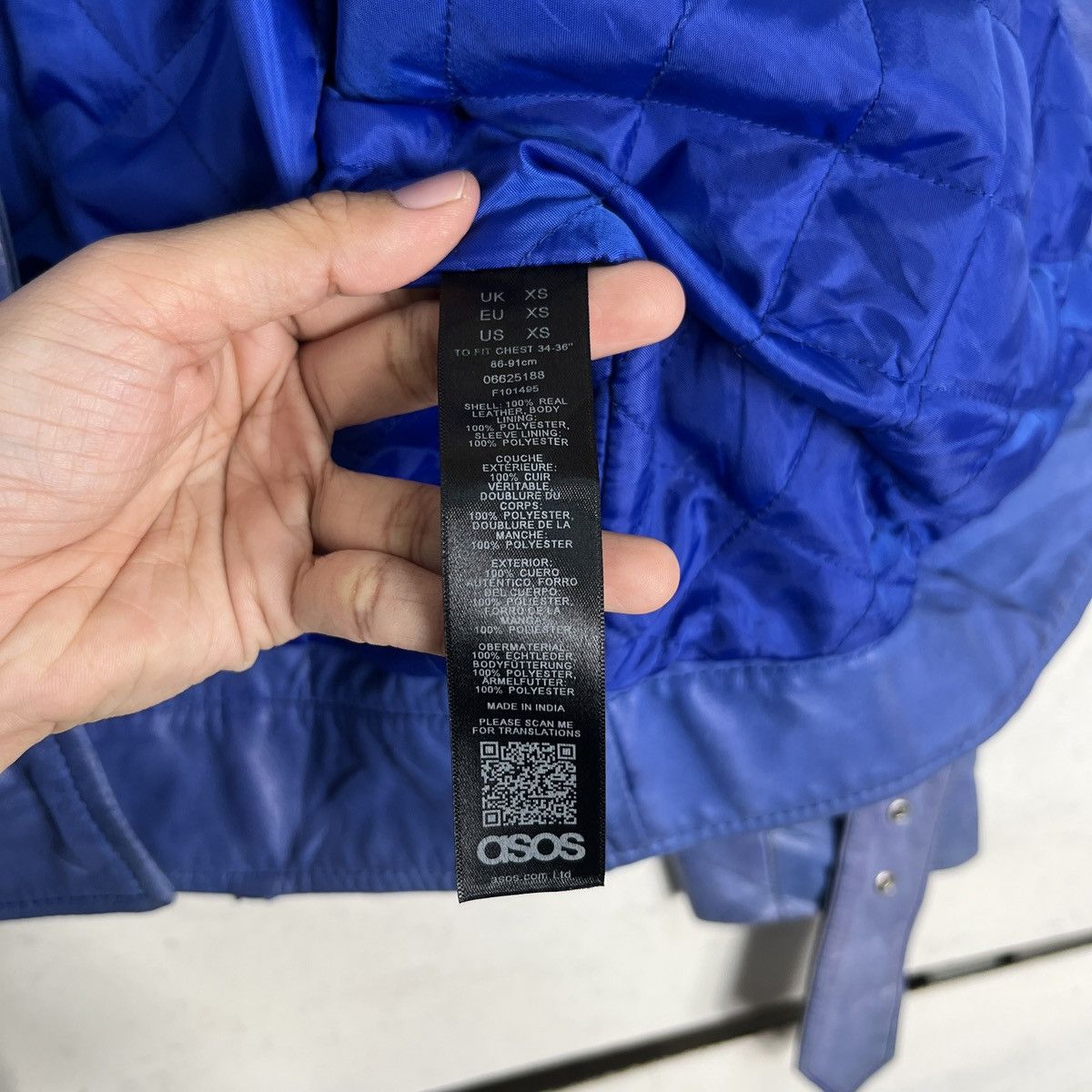 Asos 🔥 ASOS DOUBLE COLAR RIDER MOTO LEATHER JACKET Size US XS / EU 42 / 0 - 17 Thumbnail
