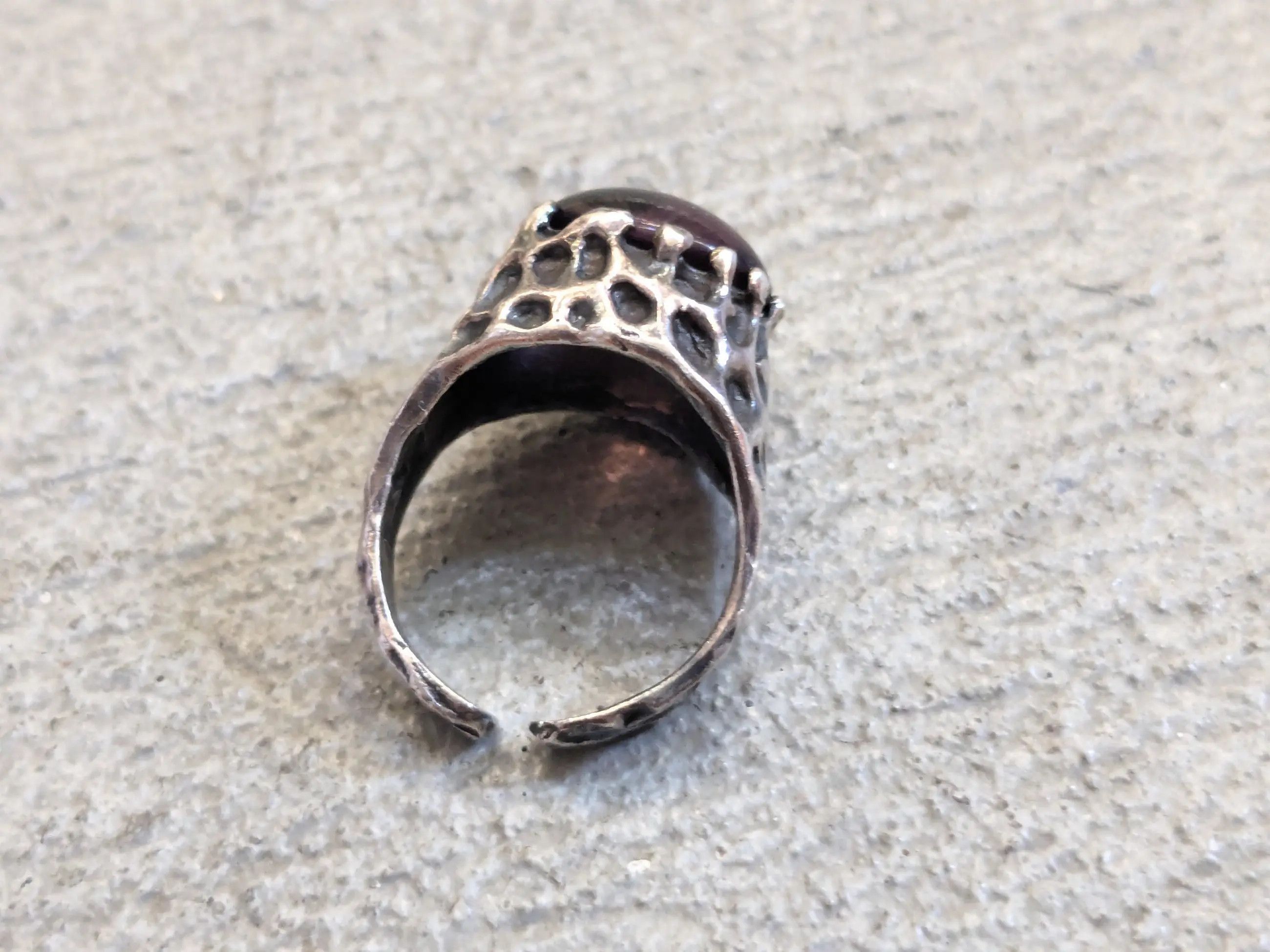 Jewelry × Vintage Vintage Sterling Silver Ring Purple 5 Brutalist Oval Size ONE SIZE - 3 Thumbnail