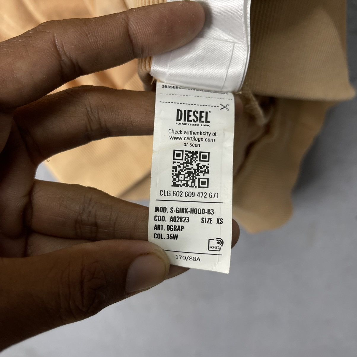 Diesel Diesel DSL-0978 Graphic Pullover Hoodie – Beige (Size M) Size US XS / EU 42 / 0 - 11 Thumbnail