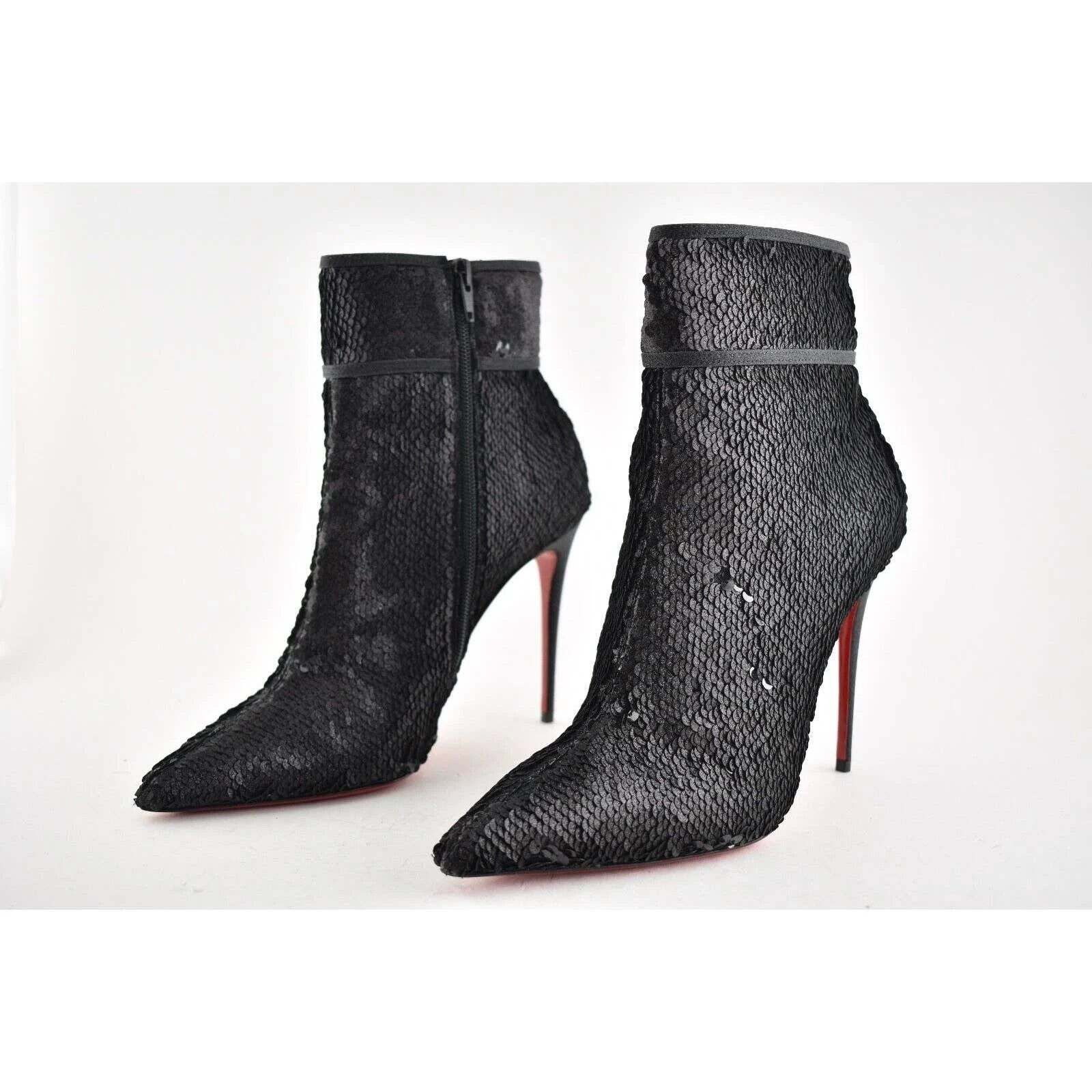 Christian Louboutin Christian Louboutin Moulakate 100 Black Sequin Glitter Heel Size US 5.5 / IT 35.5 - 9 Thumbnail