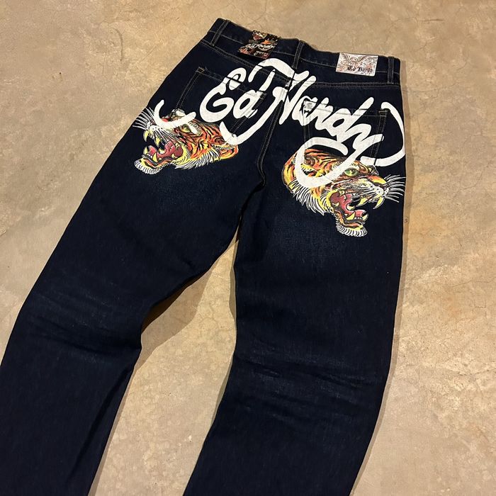 Vintage Crazy Vintage Y2K Ed Hardy Script Tiger Painted Baggy Jeans ...