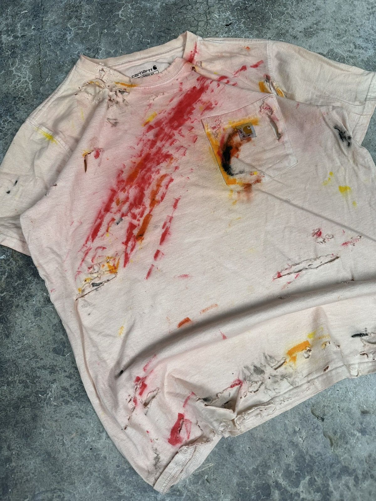 Carhartt × Vintage Vintage Thrashed and painted Carhartt Tee Size US L / EU 52-54 / 3 - 2 Thumbnail