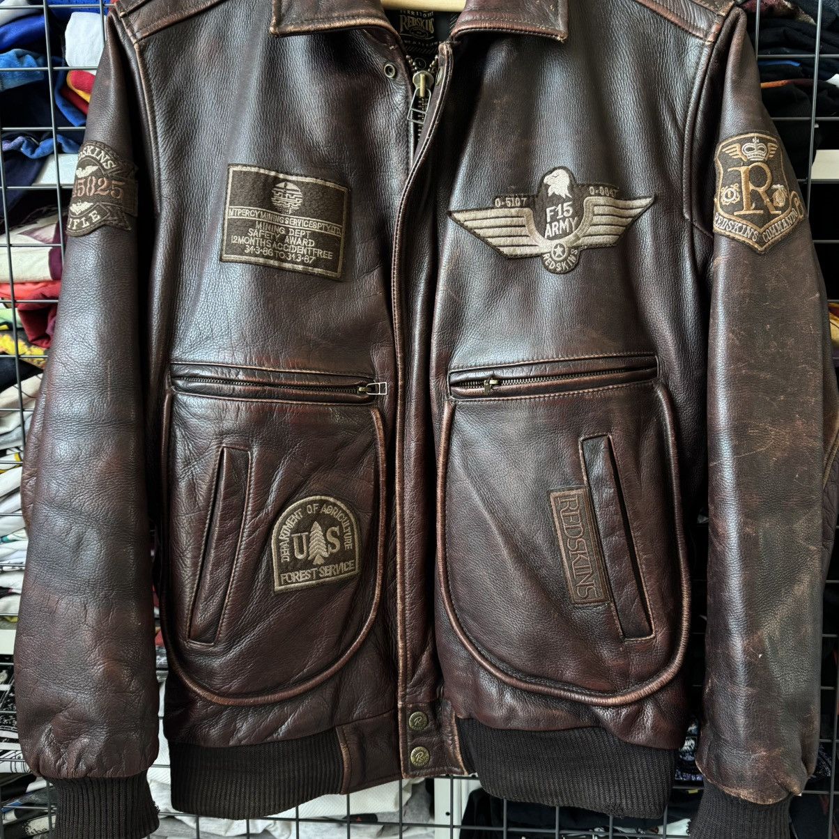NFL Vintage Redskins Leather Bomber Jacket Size US L / EU 52-54 / 3 - 8 Thumbnail