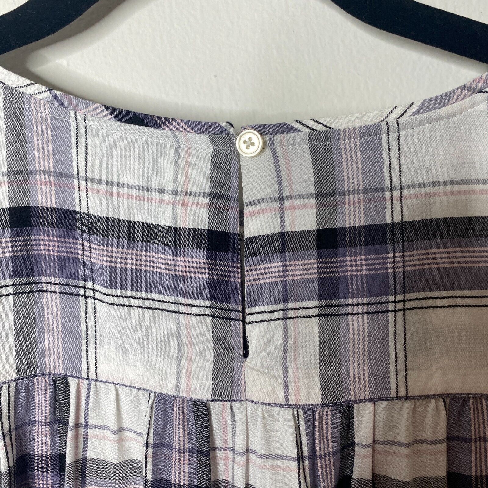 Loft Loft Lavender Plaid Roll-Tab Sleeve Shirred Back Blouse SP Size S / US 4 / IT 40 - 4 Thumbnail