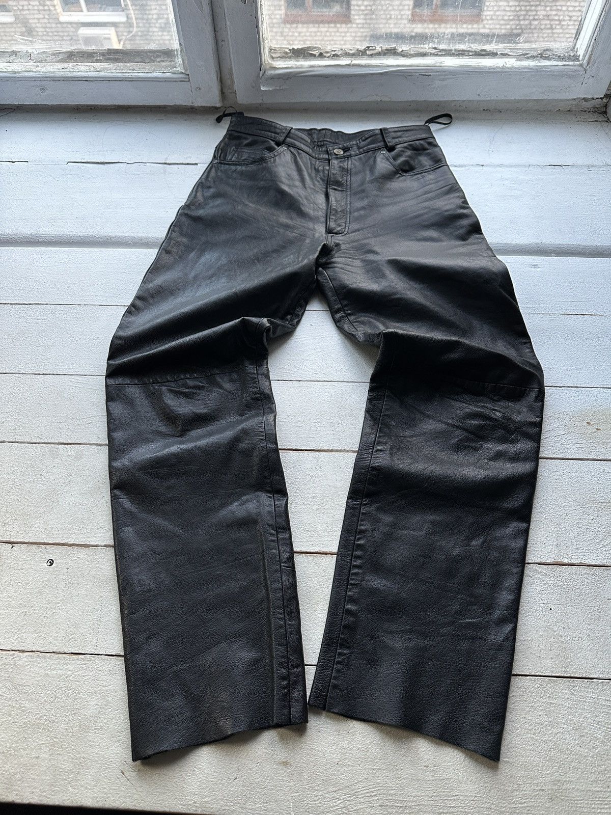 Leather 🚨GRAIL LEATHER PANTS RACING VNTG Cowboy Biker Leather Pants Size US 30 / EU 46 - 1 Thumbnail