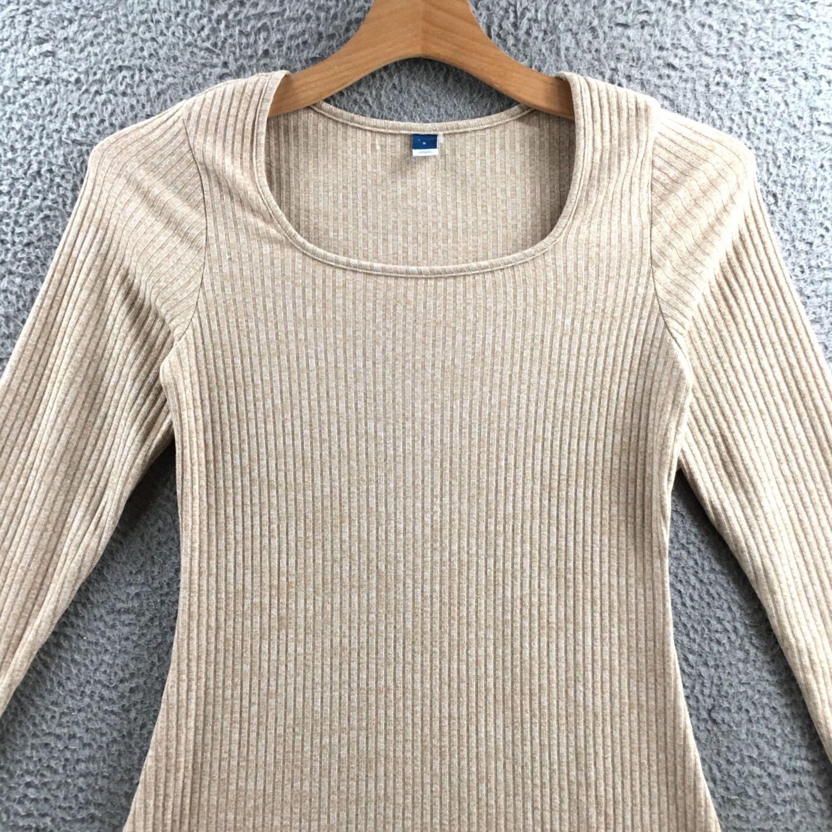 Old Navy Old Navy Dress Womens M Oatmeal Heather Ribbed Long Sleeve A-Line Mini NEW Size M / US 6-8 / IT 42-44 - 2 Thumbnail