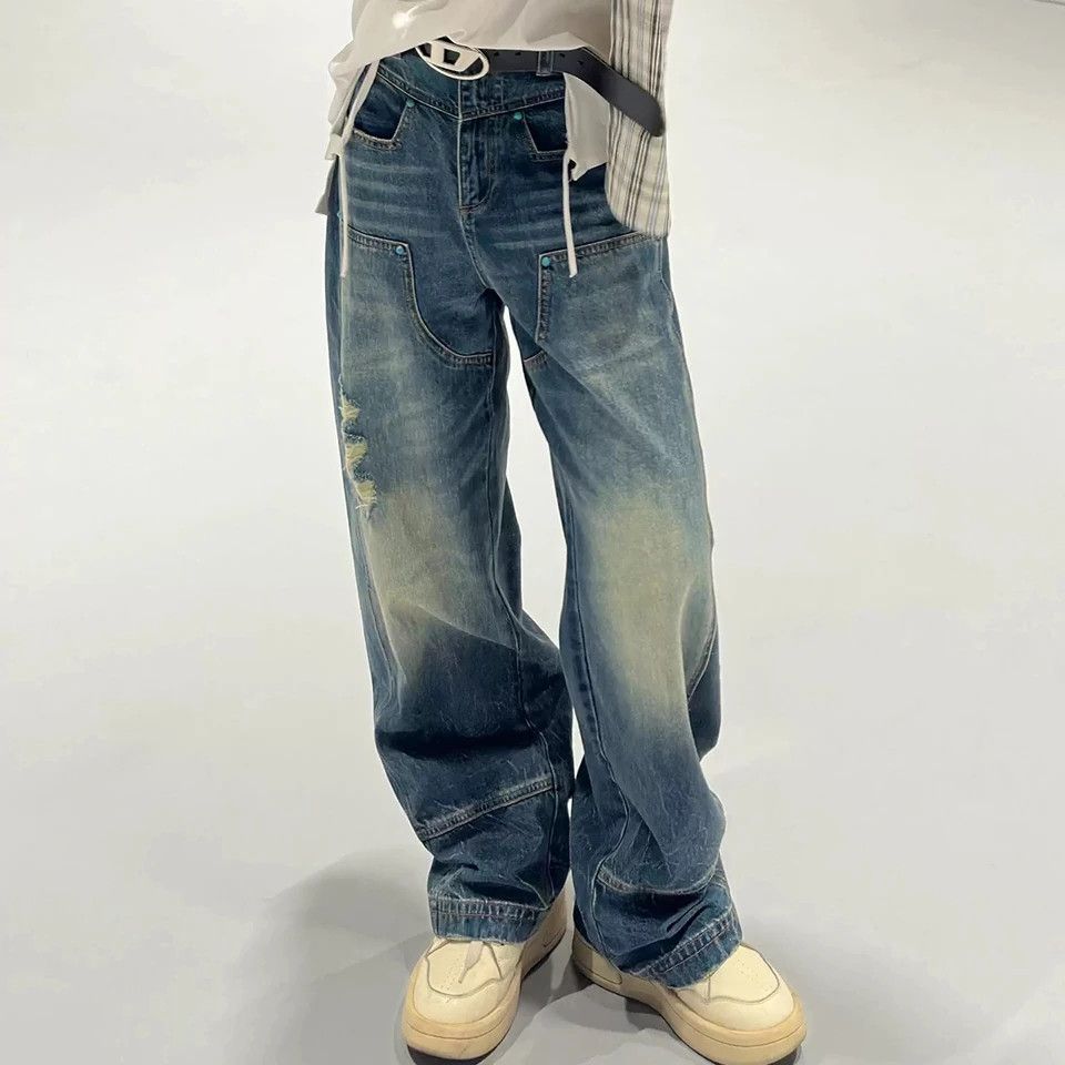 Jean × Vintage Distressed Logging Turquoise Jeans Size US 31 - 1 Thumbnail