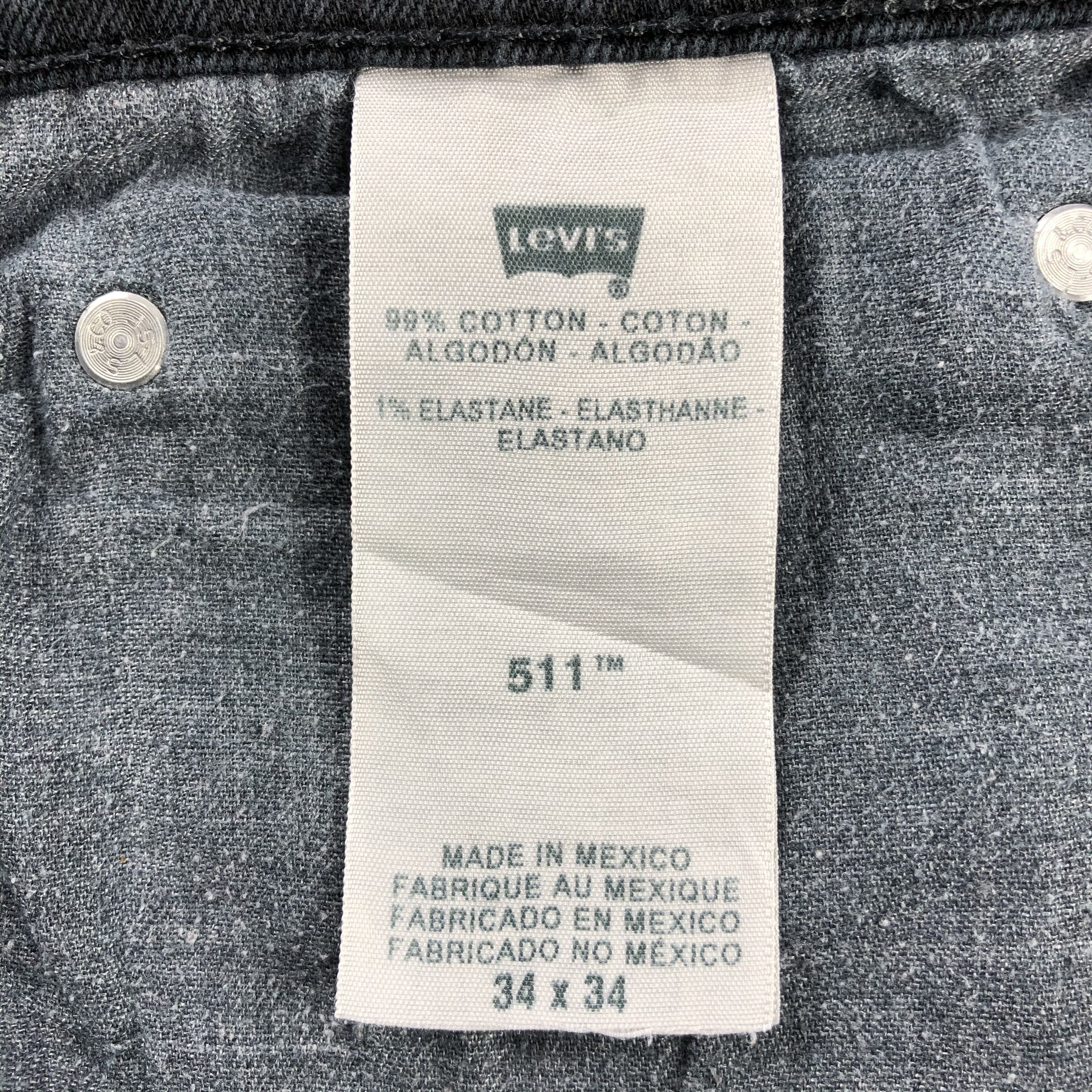 Levi's Levis 511 Jeans Faded Black Denim KJ943 Size US 34 / EU 50 - 12 Thumbnail
