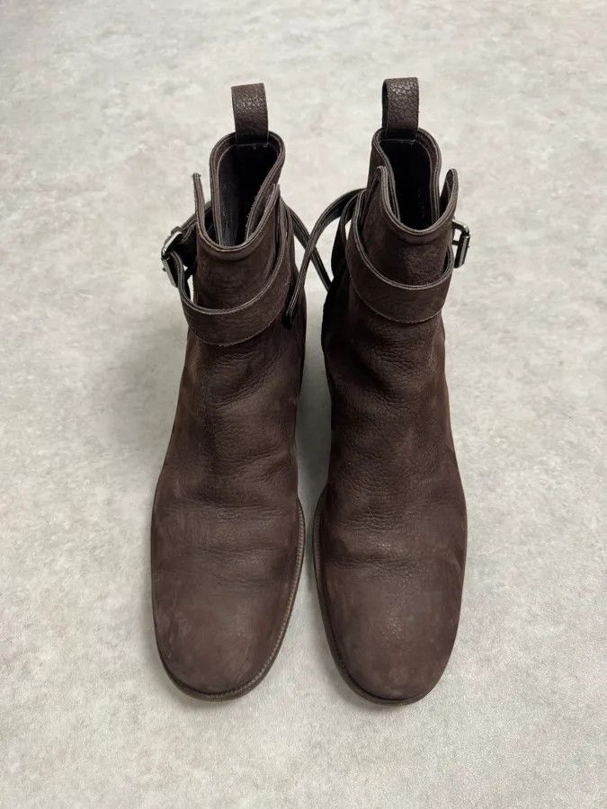 Louis Vuitton Louis Vuitton Taupe Suede Grain Leather Ankle Buckle Strap Boots Size US 10 / EU 43 - 2 Thumbnail