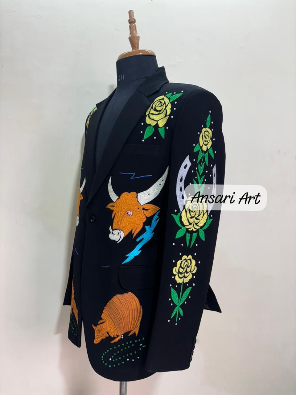 Other Men 2PC Customized Panther embroidery western prom outfit Size 46S - 3 Thumbnail