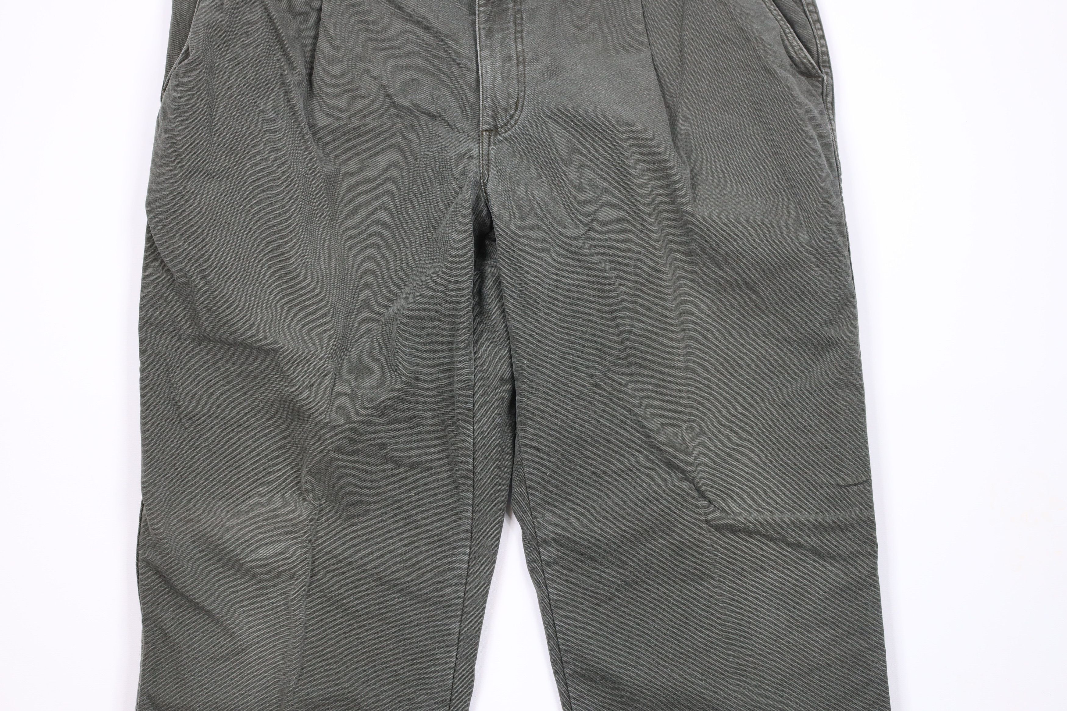 L.L. Bean × Vintage Vintage 90s LL Bean Flannel Lined Canvas Pants Green USA Size US 36 / EU 52 - 3 Thumbnail