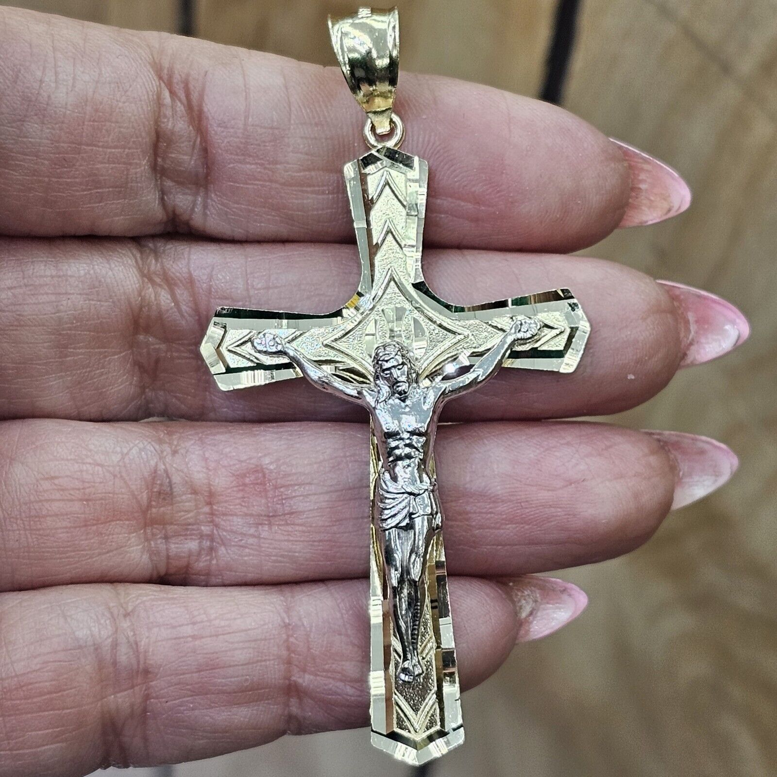 Other Big Two tone 14k Gold Jesus Crucifix Cross Pendant Size ONE SIZE - 7 Thumbnail