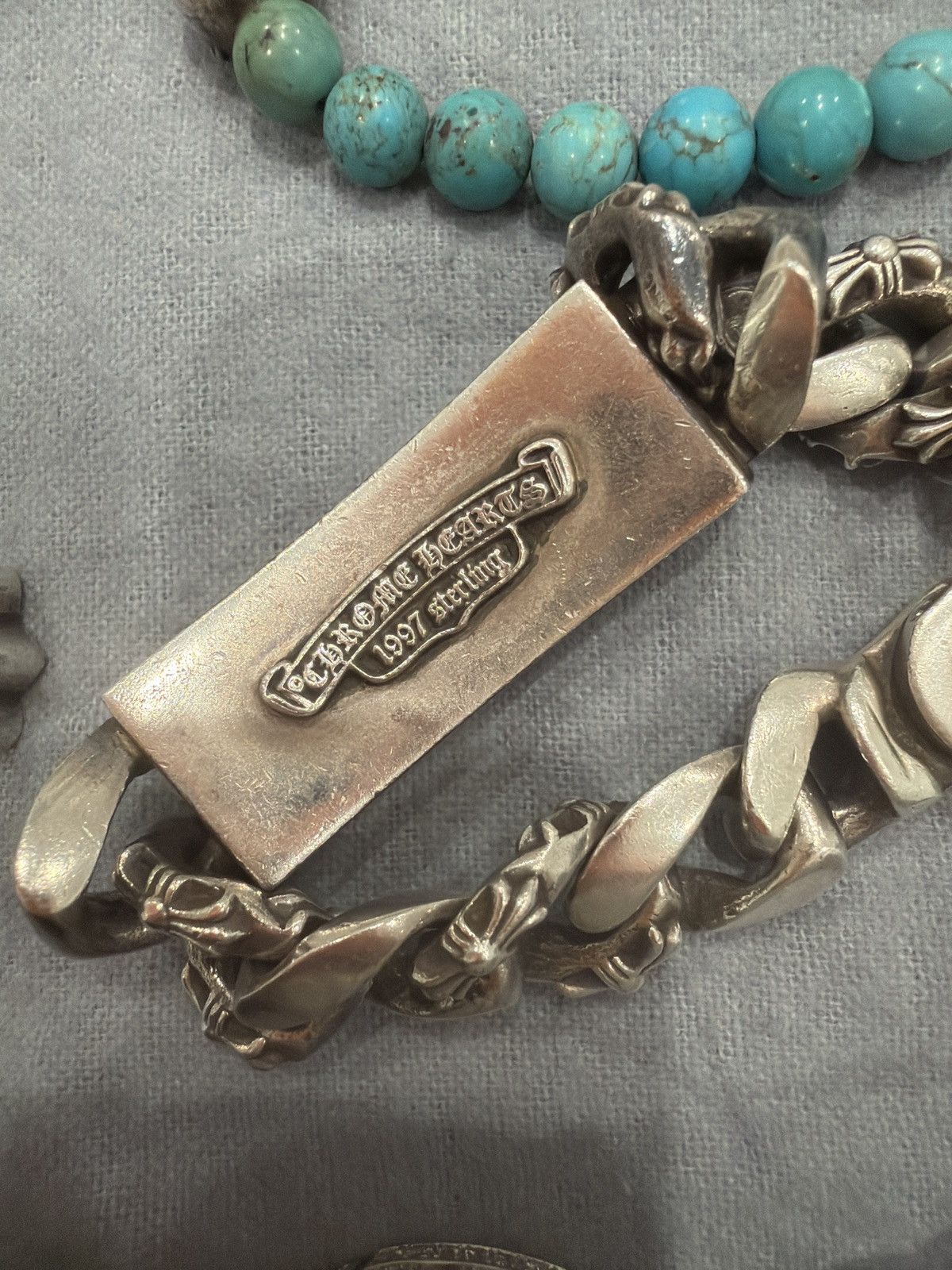 Chrome Hearts Lobster clasp fancy link floral cross ID bracelet Size ONE SIZE - 2 Thumbnail