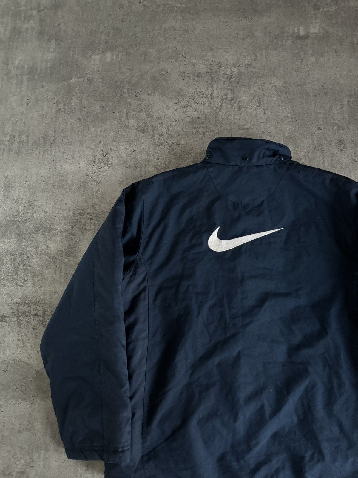 Nike × Vintage Nike Vintage 00s Swoosh Jacket big logo boxy navy rap y2k Size US L / EU 52-54 / 3 - 2 Thumbnail