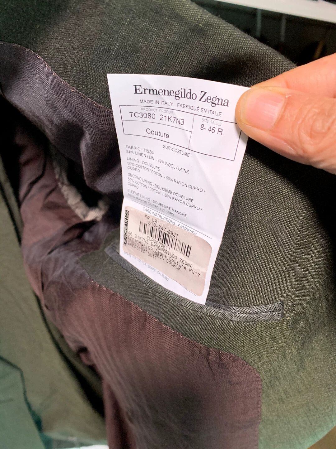 Ermenegildo Zegna Zegna XXX 46 Slim Wool Linen Blend Drop8 Excellent Size 46S - 2 Thumbnail