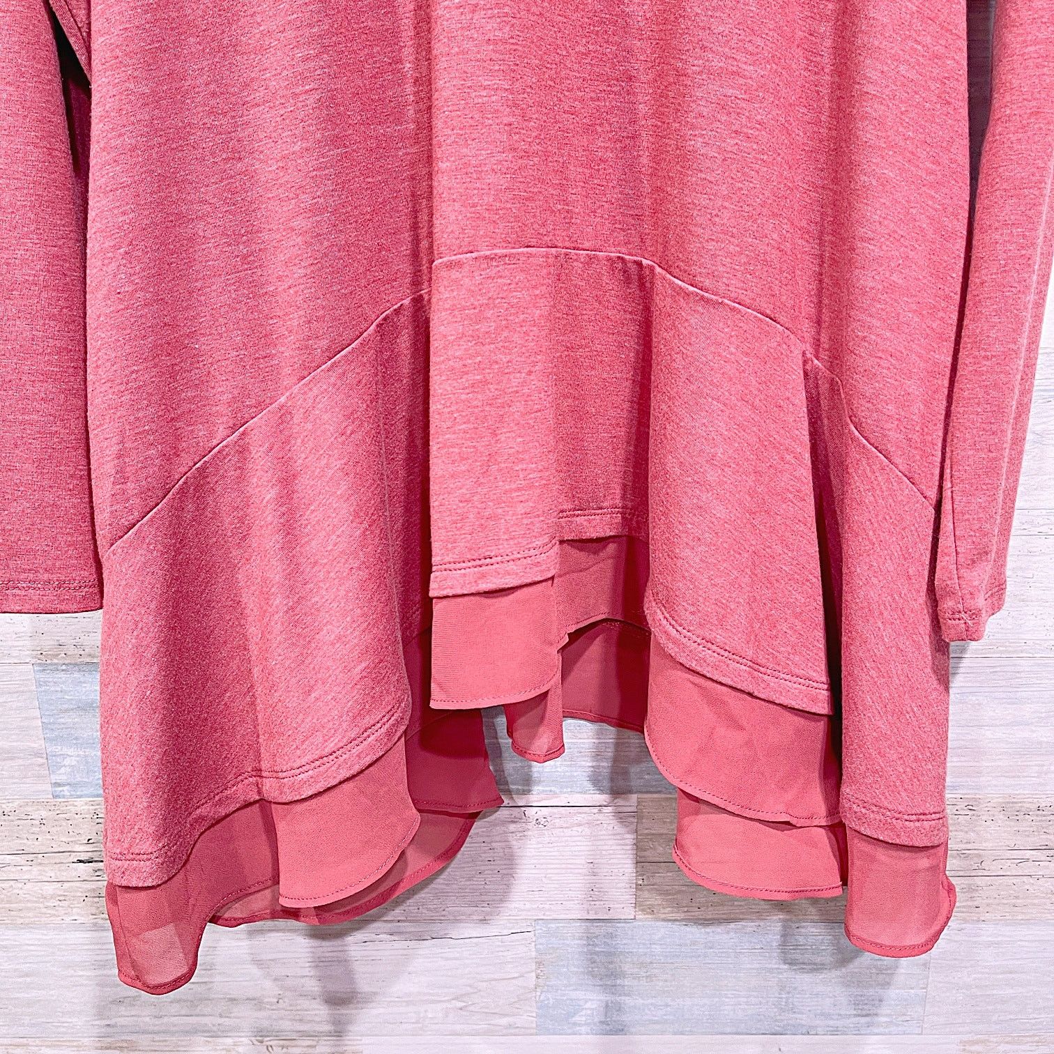 Other LOGO LOUNGE Chiffon Trim Jersey Tunic Top Pink Womens Large Size L / US 10 / IT 46 - 4 Thumbnail
