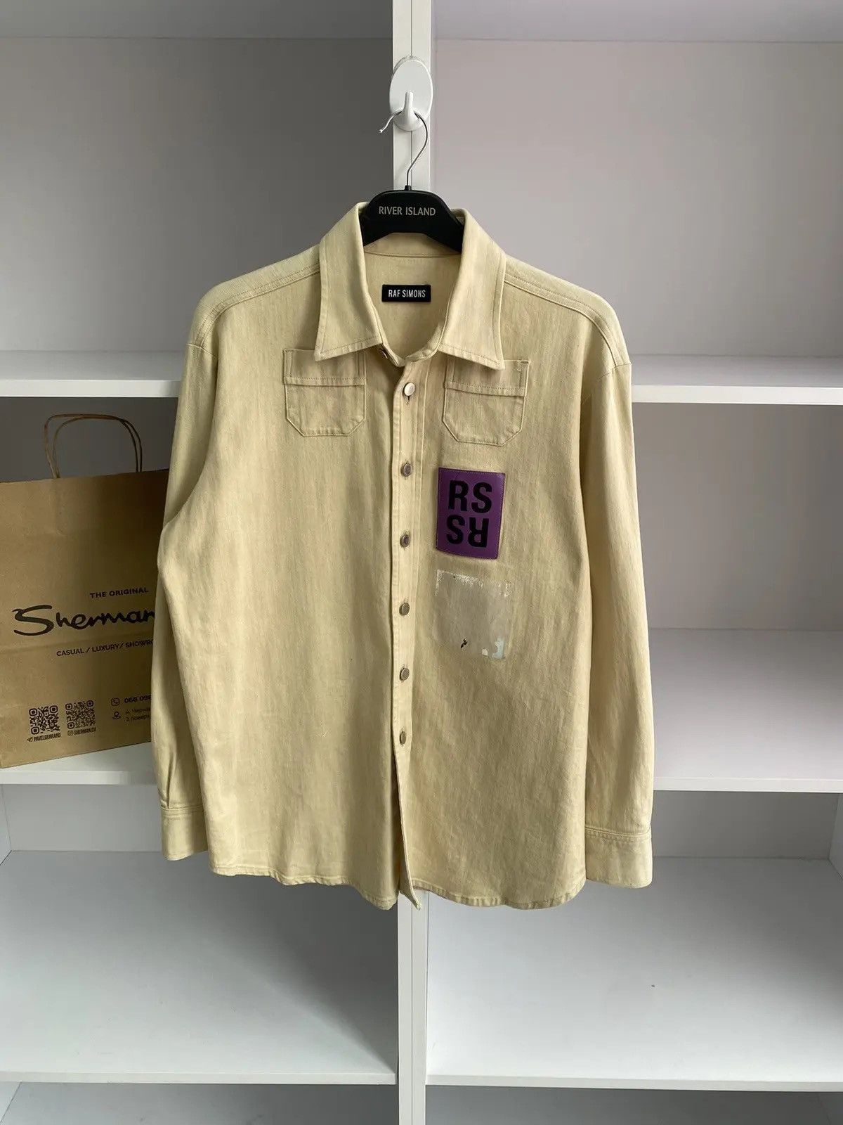 Raf Simons × Vintage Vintage Raf Simons 15SS Two Pocket RS Walker Patch Shirt Size US L / EU 52-54 / 3 - 8 Thumbnail