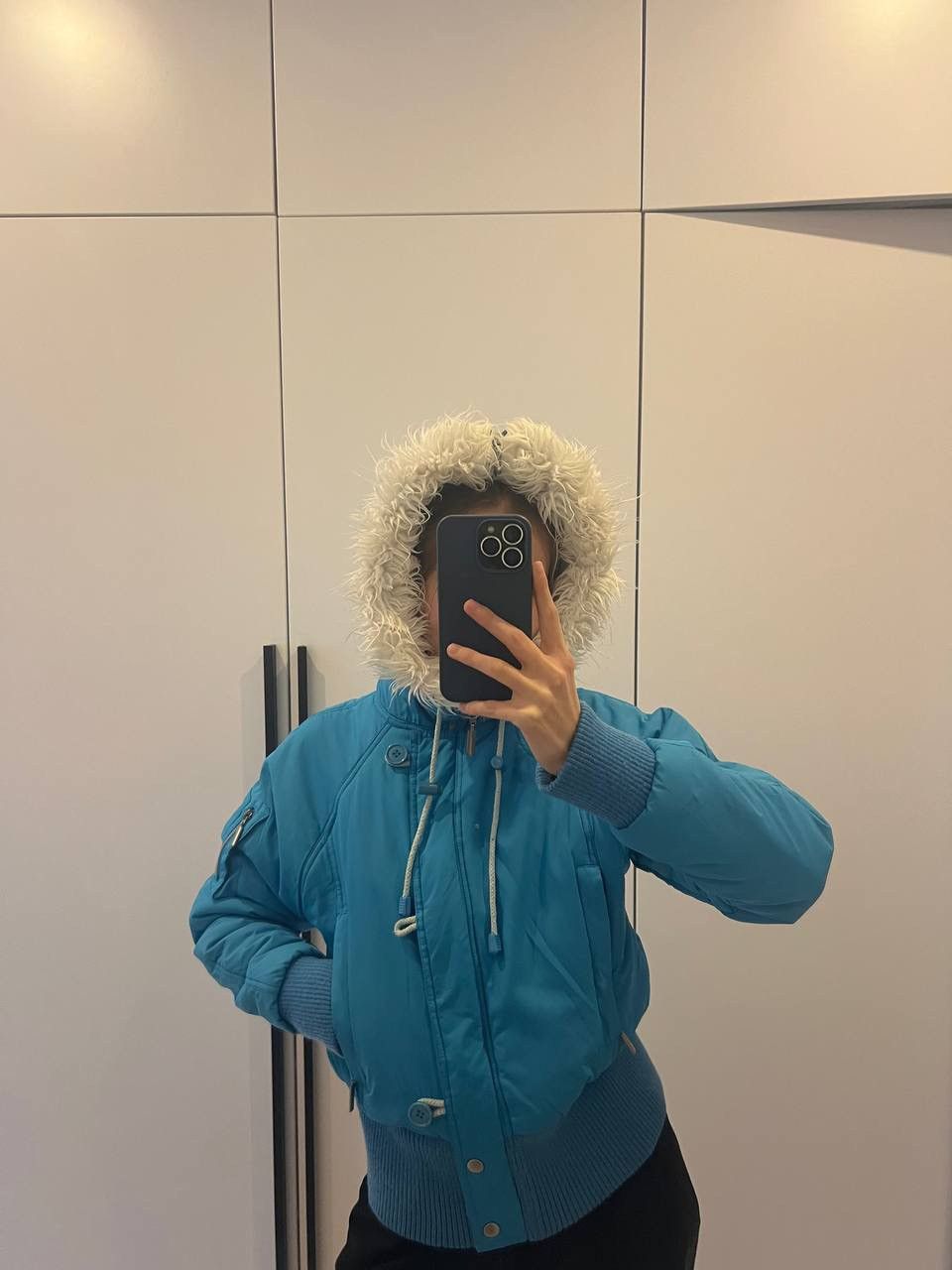 Vintage Avant Garde 00’s Cropped Bomber Split Hood Fur Y2K Jacket Size M / US 6-8 / IT 42-44 - 1 Thumbnail
