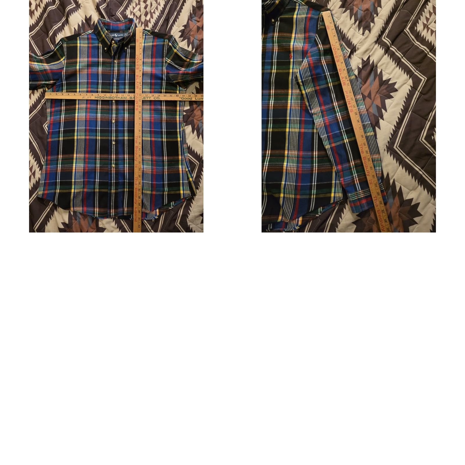Ralph Lauren VINTAGE Ralph Lauren Long Sleeve Button-Up Flannel Blue Plaid Men's Large Shirt Size US L / EU 52-54 / 3 - 8 Thumbnail