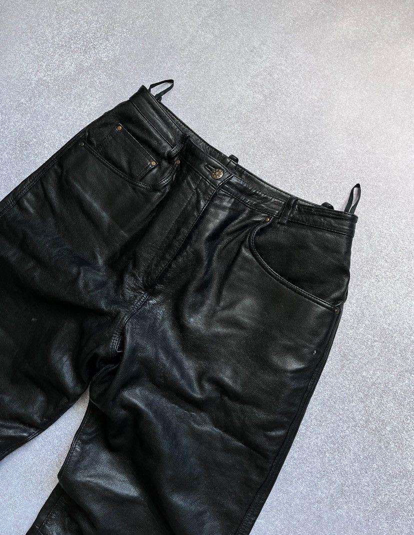 Genuine Leather × Vintage Vintage Genuine Leather Black Moto Pants Y2K 34 Size US 34 / EU 50 - 4 Thumbnail