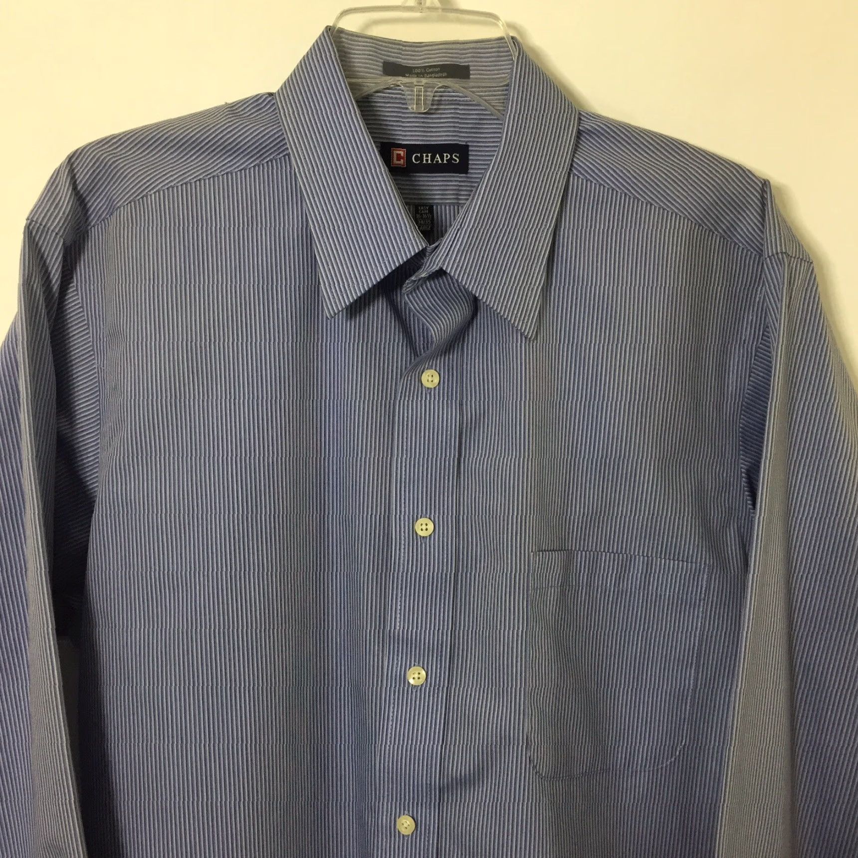 Chaps Chaps Shirt Mens Large Blue Striped Long Sleeve Button-Up Easy Care Size US L / EU 52-54 / 3 - 3 Thumbnail