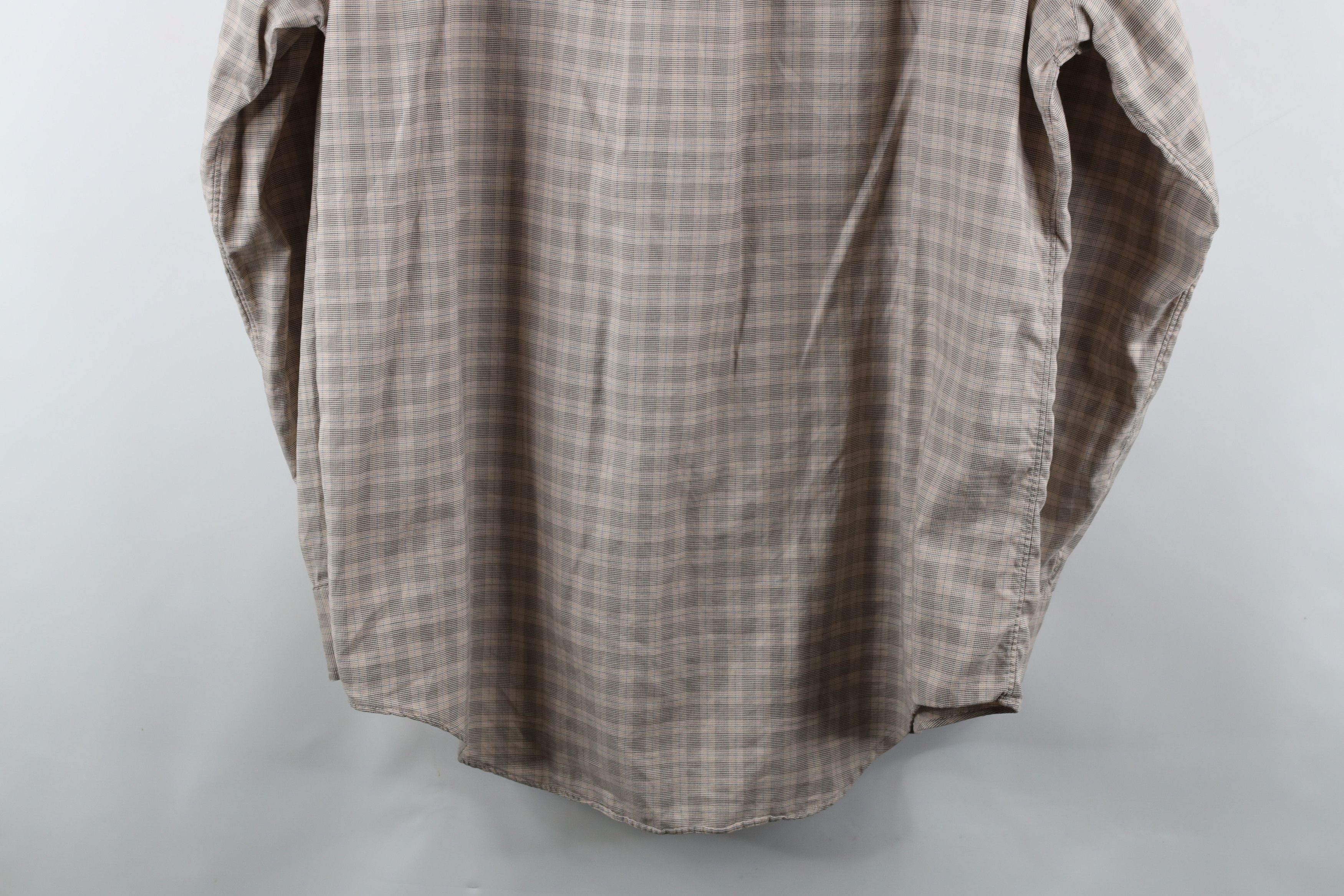Lands' End × Vintage Vintage 90s Lands End Collared Button Down Shirt Beige Plaid Size US XL / EU 56 / 4 - 14 Thumbnail