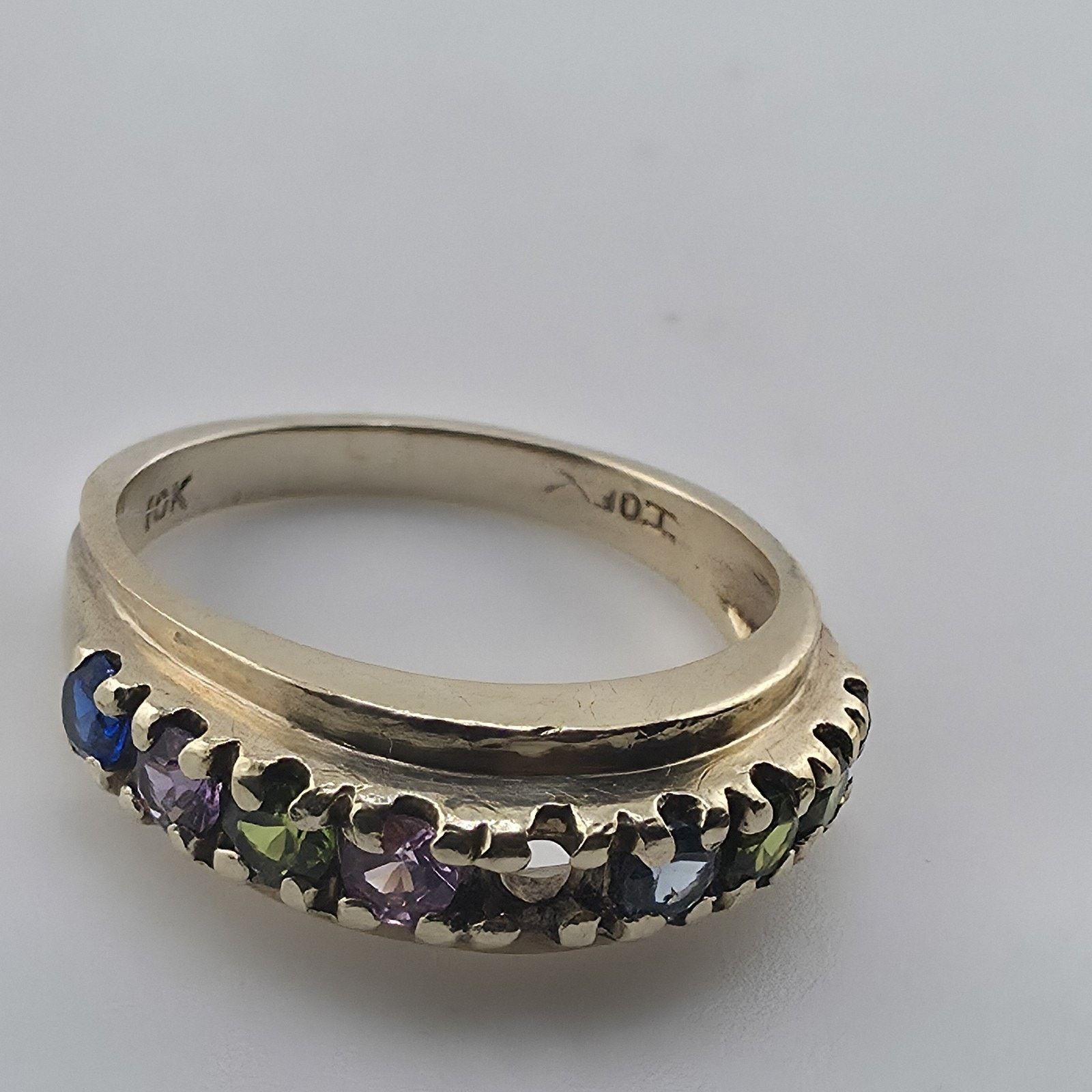 Other 10K Yellow Gold Multi Gemstone Ring 6.5 VTG Missing Stone Size ONE SIZE - 5 Thumbnail