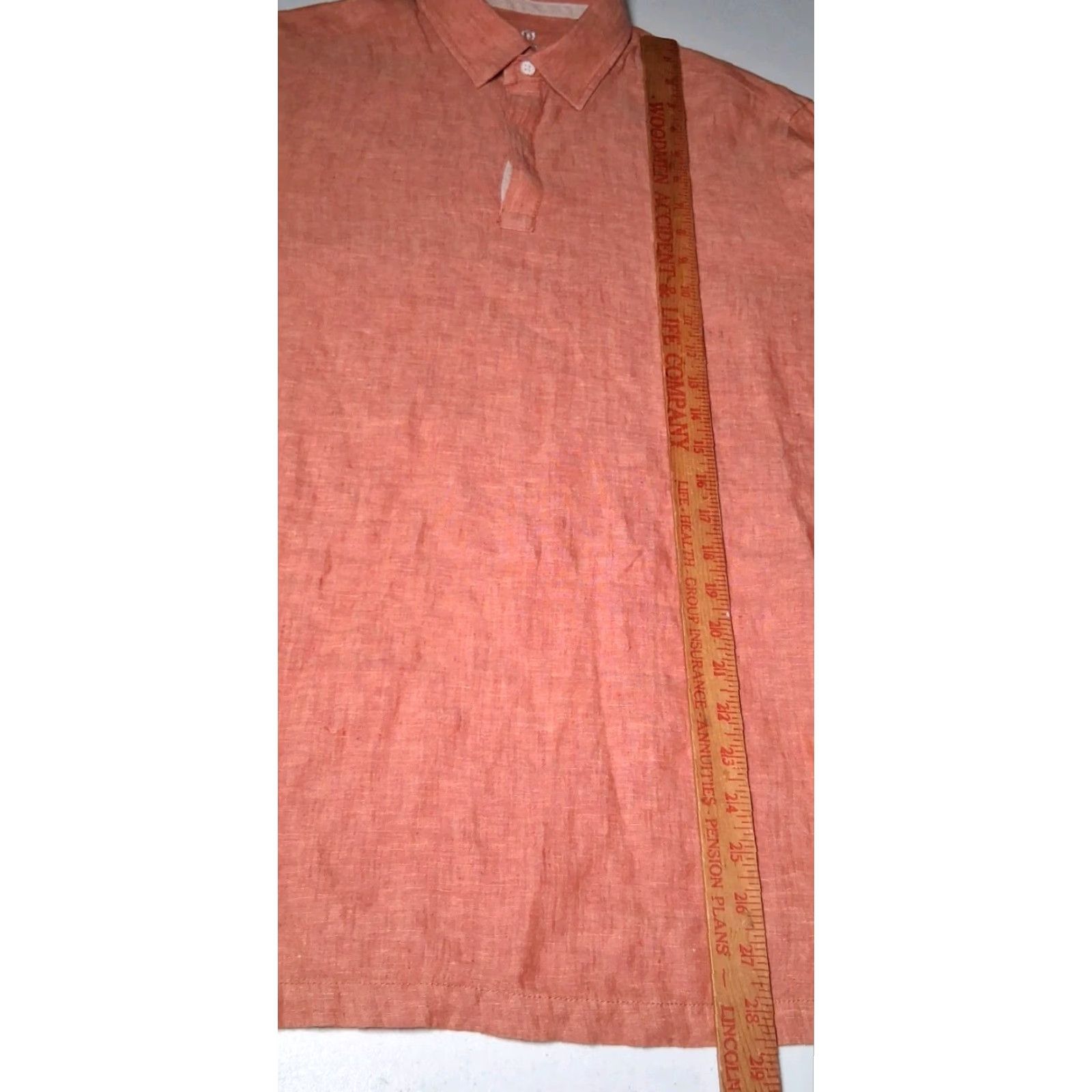 Vintage LOmbard Linen Shirt Men M Salmon Orange Button-Up Collared Long Sleeve Casual Workwear Size US M / EU 48-50 / 2 - 6 Thumbnail
