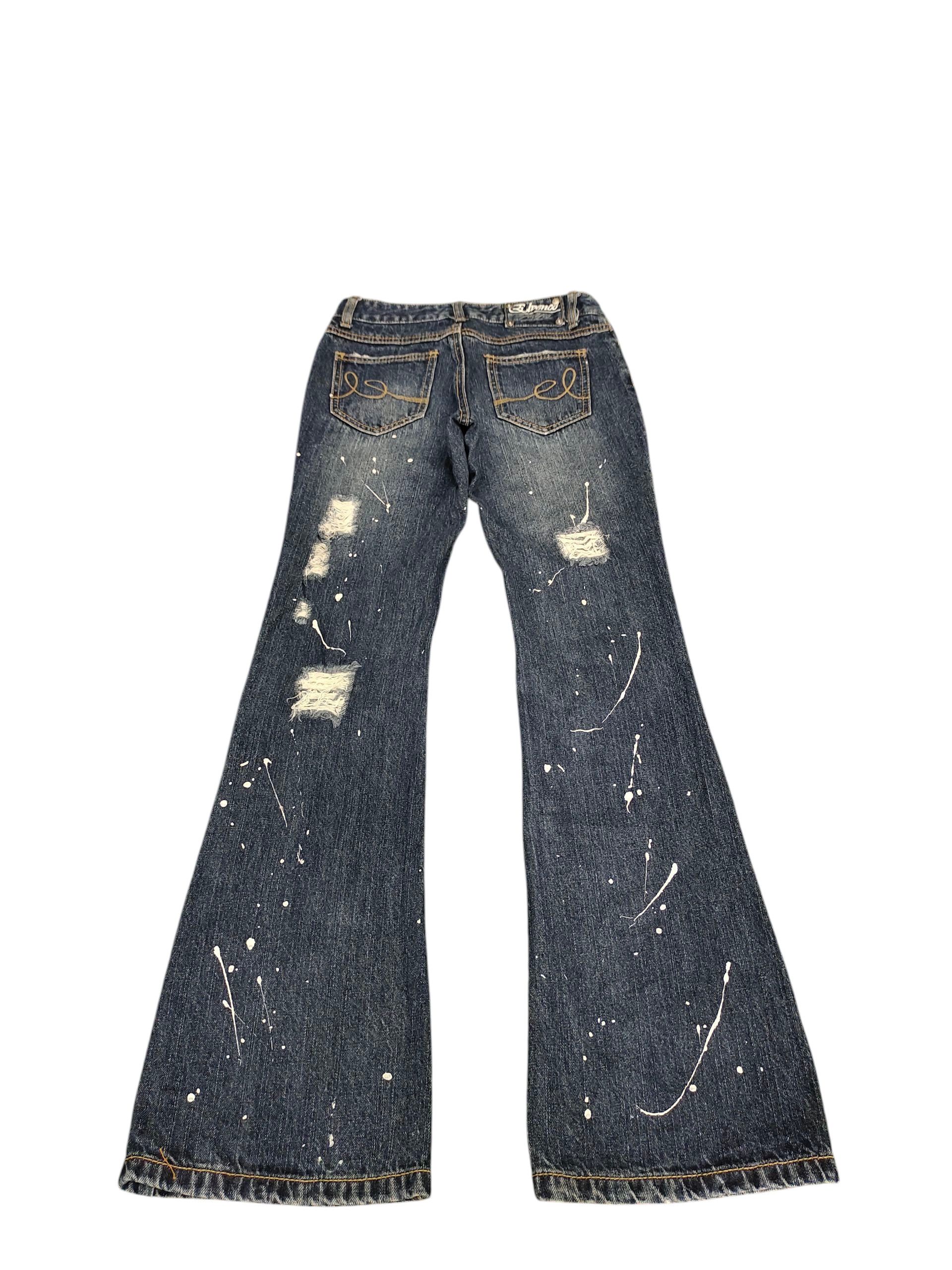 Flare Jeans Elvence Painted Distress Denim Bootcut Low Rise