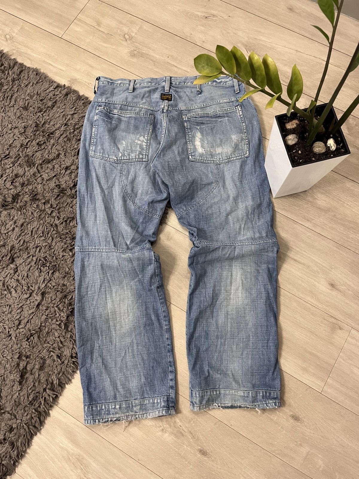 G-Star 🔥00'S G STAR DOUBLE KNEE WASHED RAW BAGGY FLARED JEANS Size US 36 / EU 52 - 3 Thumbnail