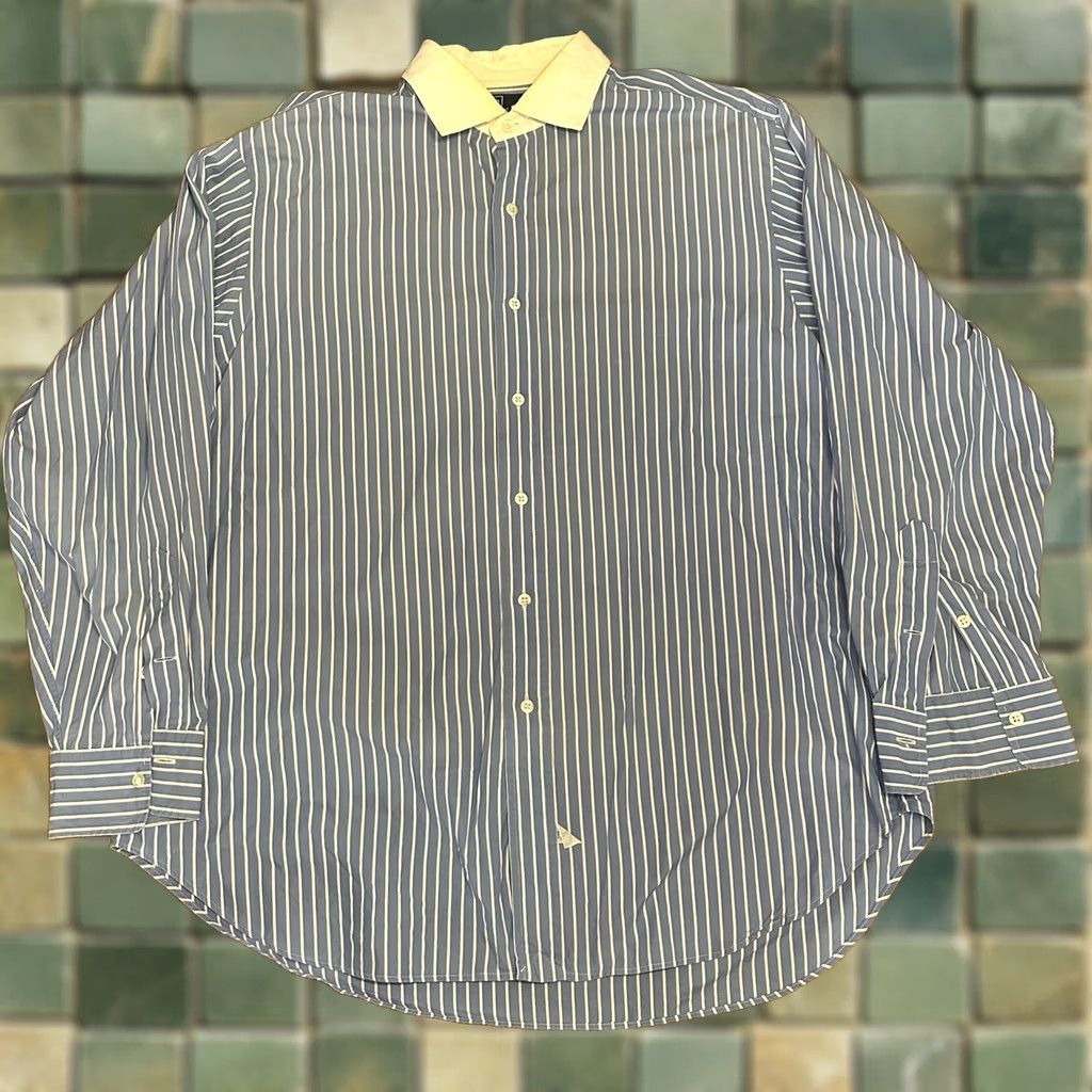 Ralph Lauren VINTAGE Ralph Lauren Blue Striped Button-Down Shirt Men’s XL Y2K Size US XL / EU 56 / 4 - 1 Thumbnail