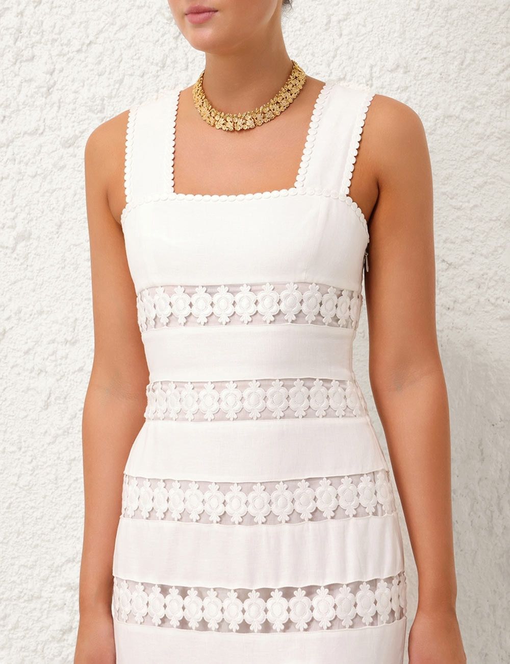 Zimmermann oc11z0525 Pop Trimmed Midi Dress in White Size XS / US 0-2 / IT 36-38 - 5 Thumbnail