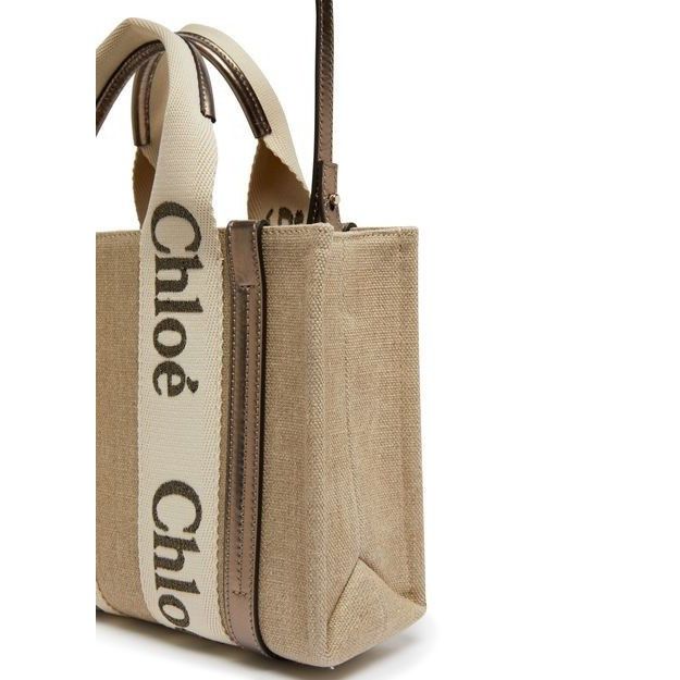 Chloe Chloe Small Tote Shiny Gray Linen Raffia Shopper Top Handle Size ONE SIZE - 6 Thumbnail