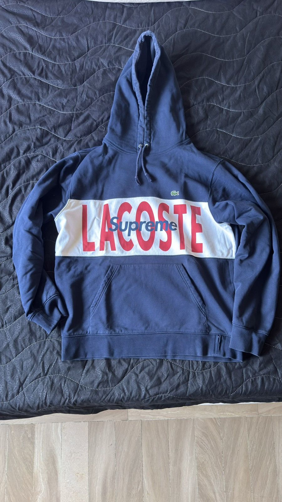 Supreme x Lacoste Hoodie with logo Blue Navy