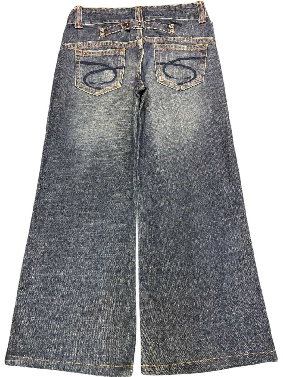 Fubu Vintage Red Pepper Buckle Back Distress Baggy Flare Jeans Size 29" - 2 Thumbnail
