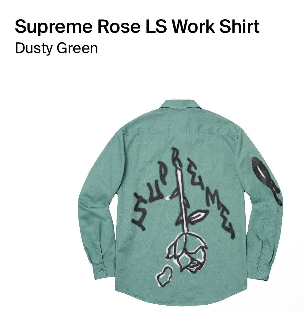Supreme Supreme Rose Work Shirt Dusty Green, XL (FW18) New ...