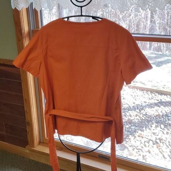 Designer Apostrophe Spandex Orange Belted Full Button Sz. XL Lined Ja Size XL / US 12-14 / IT 48-50 - 8 Thumbnail