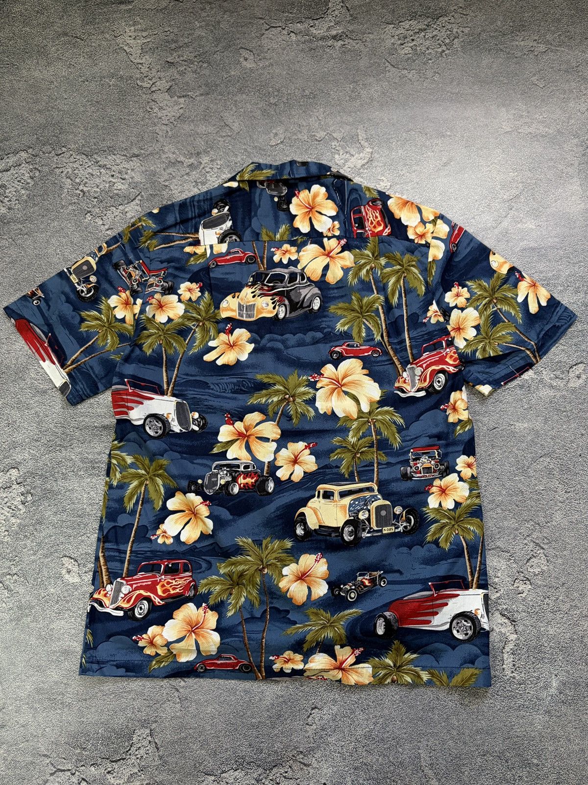 Vintage RJC Hawaiian Aloha Shirt Blue Hot Rod Classic Cars USA S Size US S / EU 44-46 / 1 - 3 Thumbnail