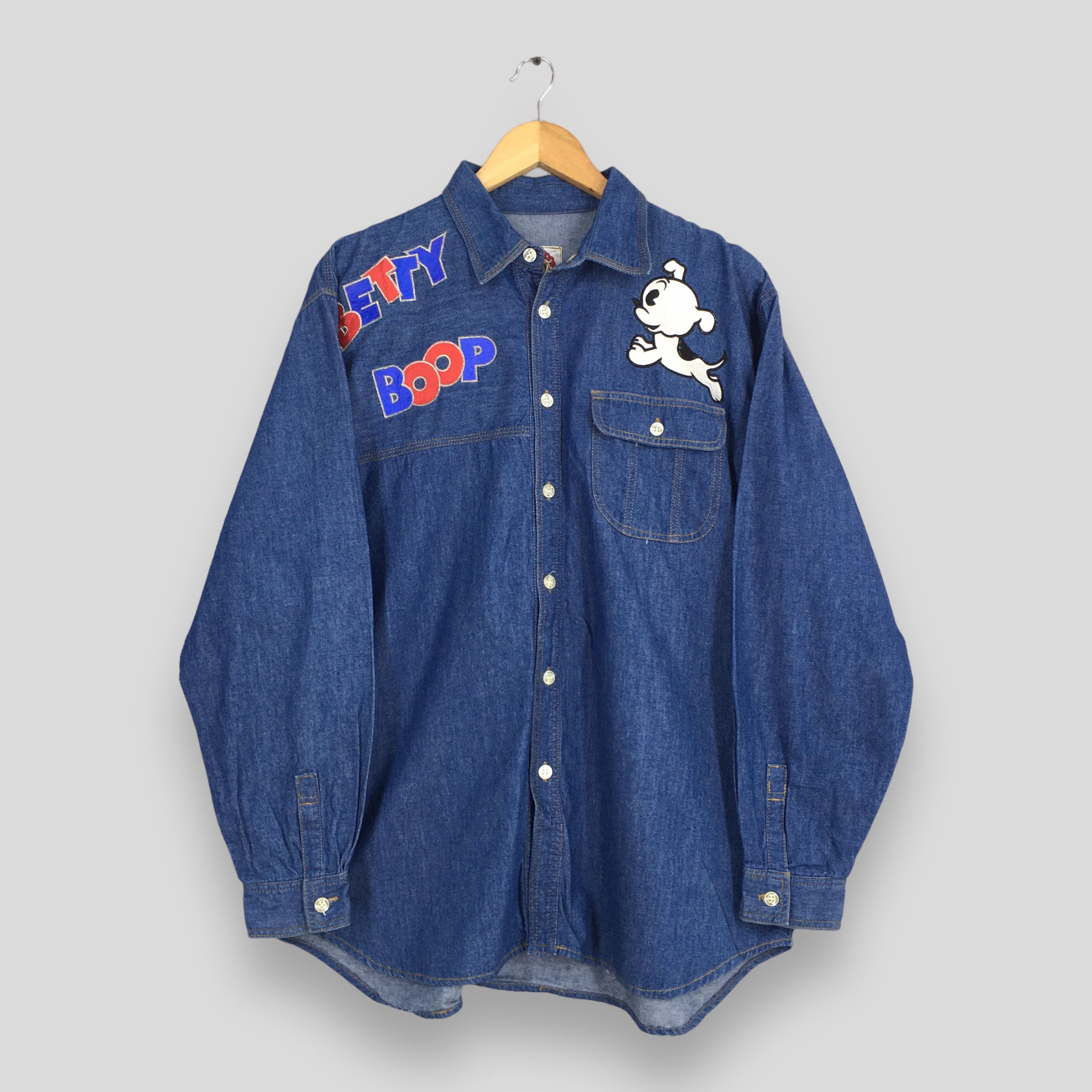 Disney × Vintage Vintage Betty Boop Denim Oxfords Shirt Medium Size US M / EU 48-50 / 2 - 2 Thumbnail