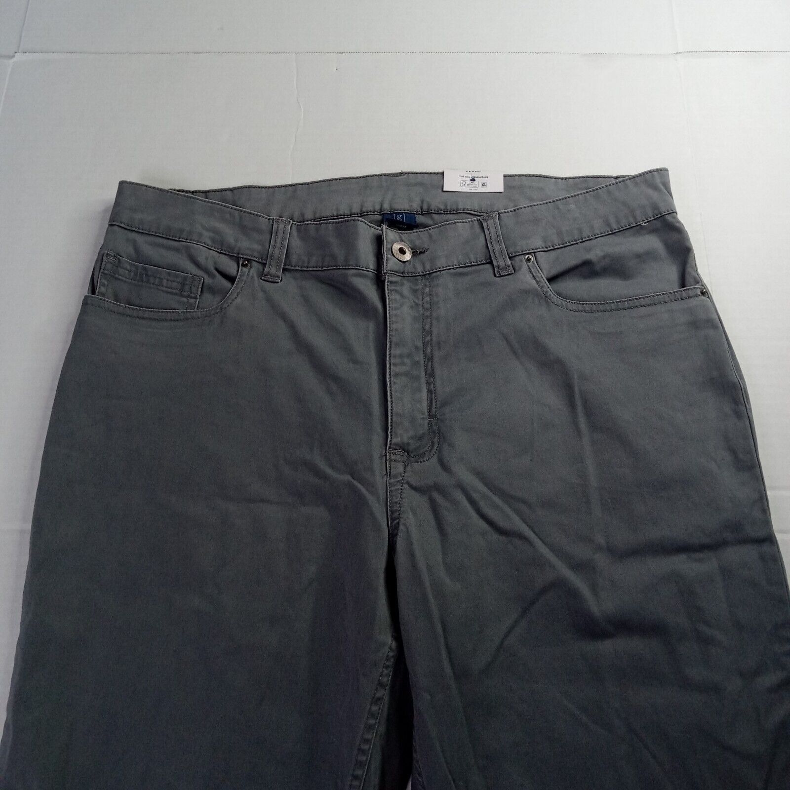 George George Chino Pants Mens Size 36x32 Gray Straight Leg Stretch Size US 36 / EU 52 - 3 Thumbnail