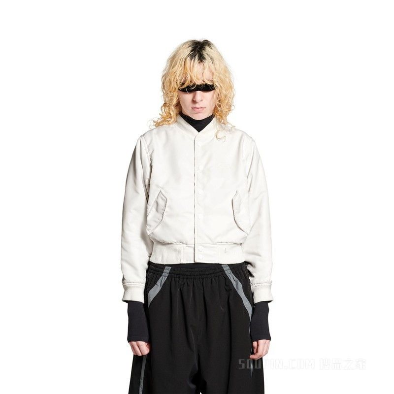 Balenciaga o1tr1nto0426 Loop Sports Icon Shrunk Varsity Jacket in White Size L / US 10 / IT 46 - 5 Thumbnail